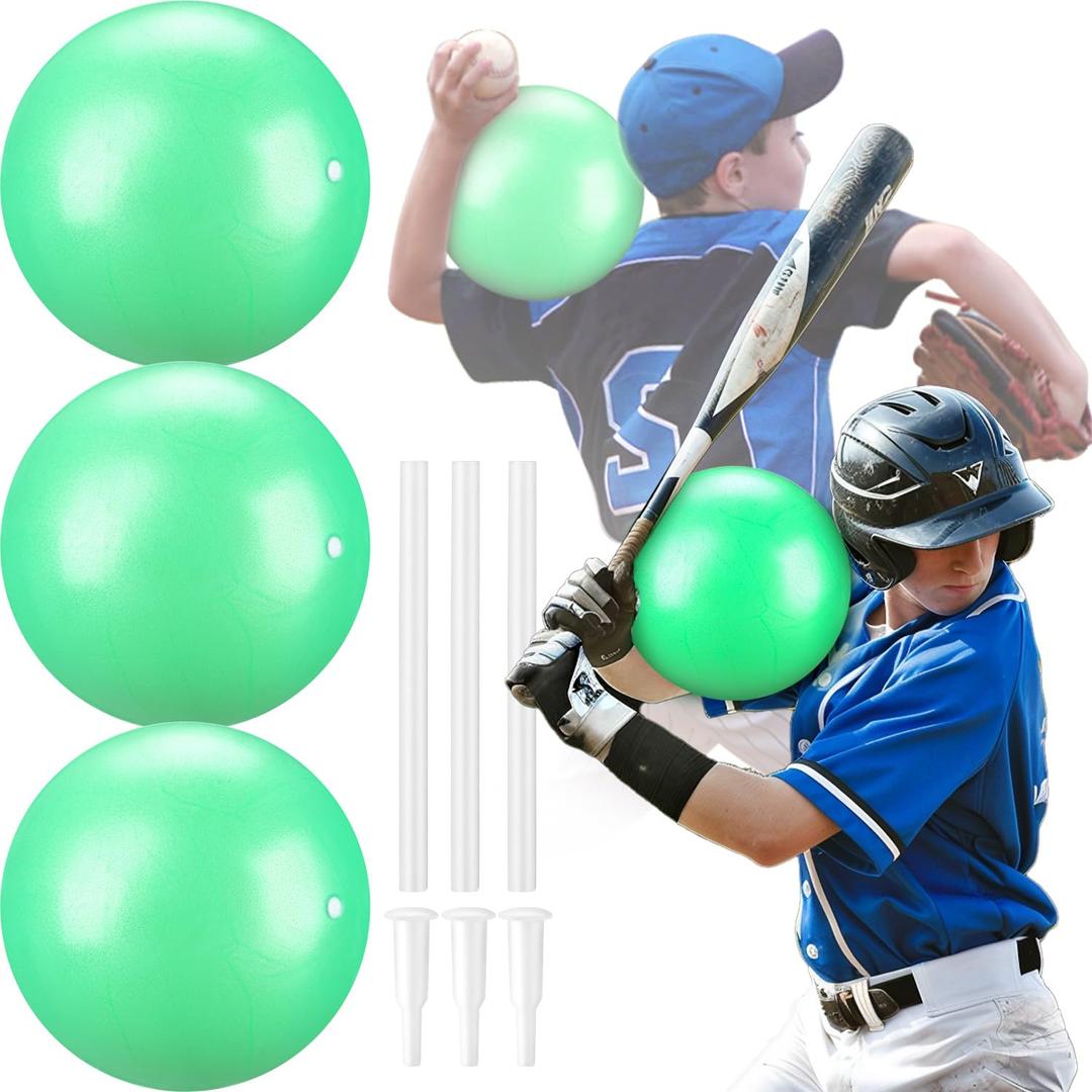 TOBWOLF 3PCS Connection Ball for Baseball, 9.8 Inches Baseball Swing Connection Balls, Baseball Softball Batting Pitching Trainer, Improve Arm Action, Stay Connected While Hitting, Pitching & Catching