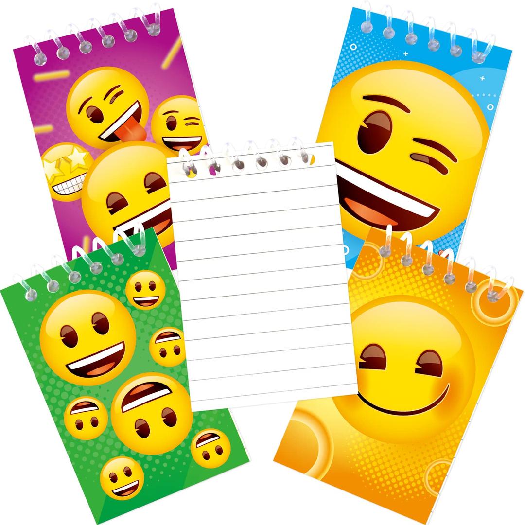 Fancy Land Emoji Mini Spiral Notepads Emotions Party Favors Notebooks for Kids Teacher Classroom Rewards 24Pcs