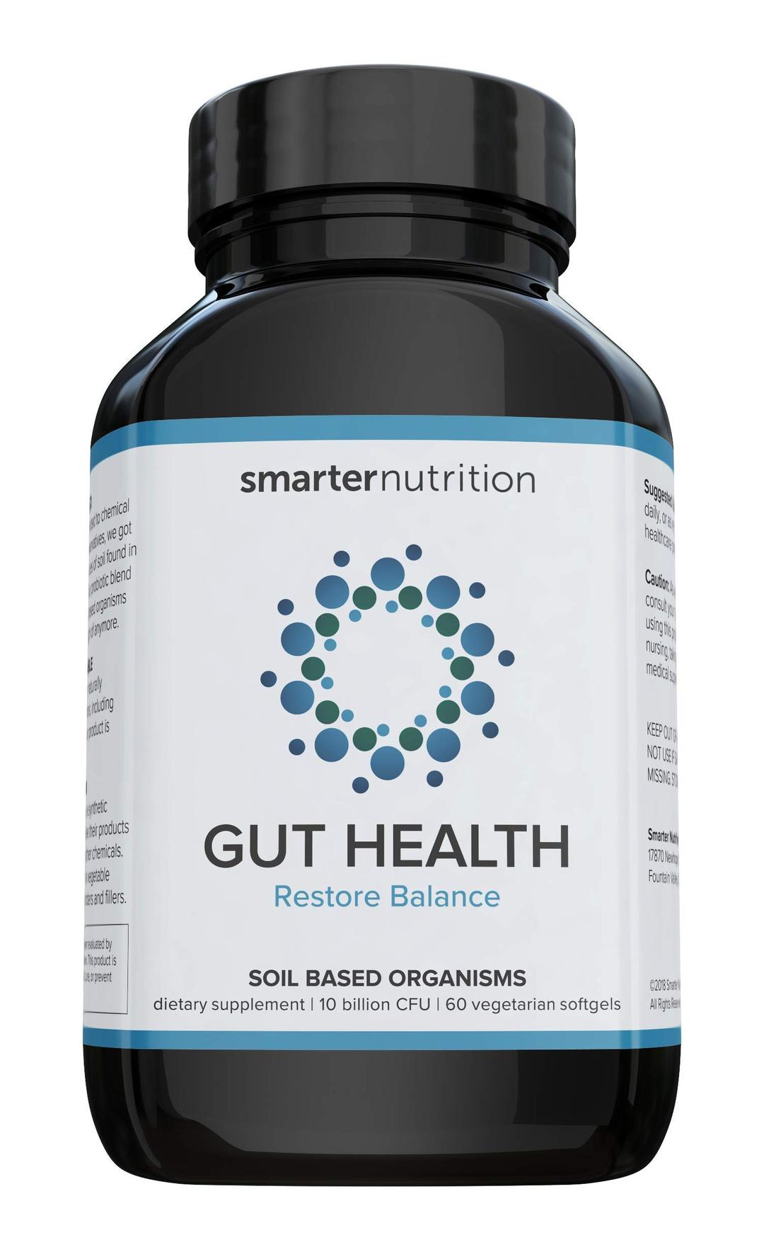 Smarter Nutrition Gut Health Probiotics with Prebiotics - 100% Soil-Based Strains with MCT Oil for Digestive, Immune Health, Gut Microbiome - Vegetarian - 60 Count [1-Month Supply]