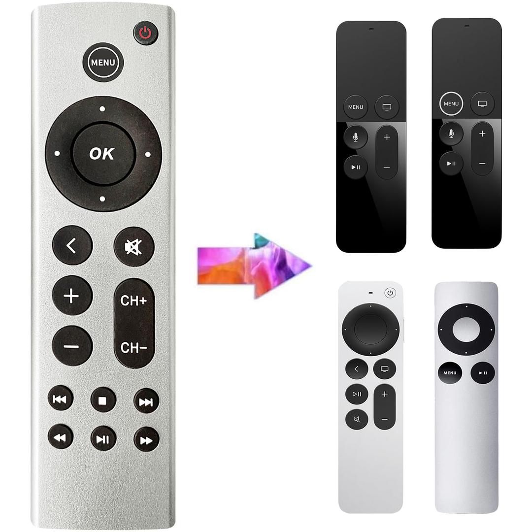 Universal Remote Control Replacement for Apple TV 4K, Apple TV Box (2nd 3rd 4th Gen), Apple TV HD A2843 A2737 A2169 A1842 A1625 A1427 A1469 A1378 A1218