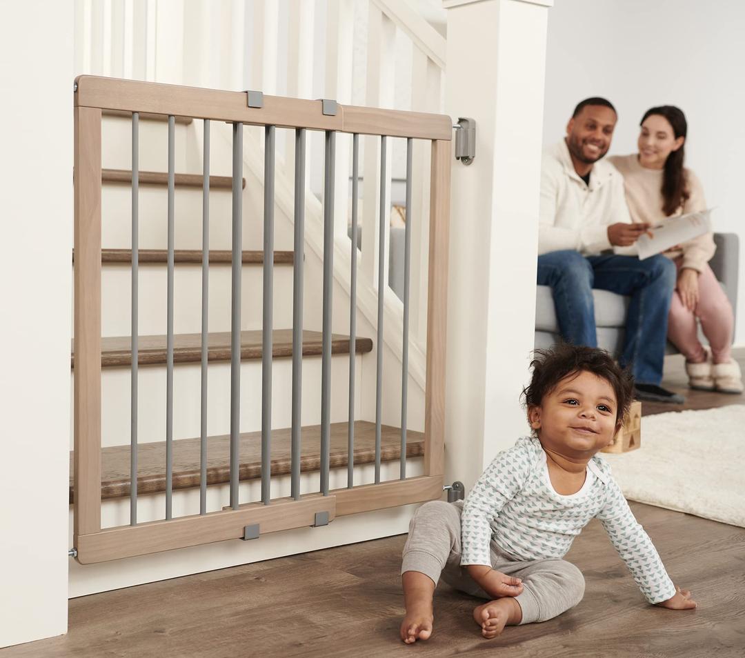 Regalo Heritage and Home Wooden Extra Wide Stairway and Hallway Walk Through Baby Safety Gate with Mounting Kit