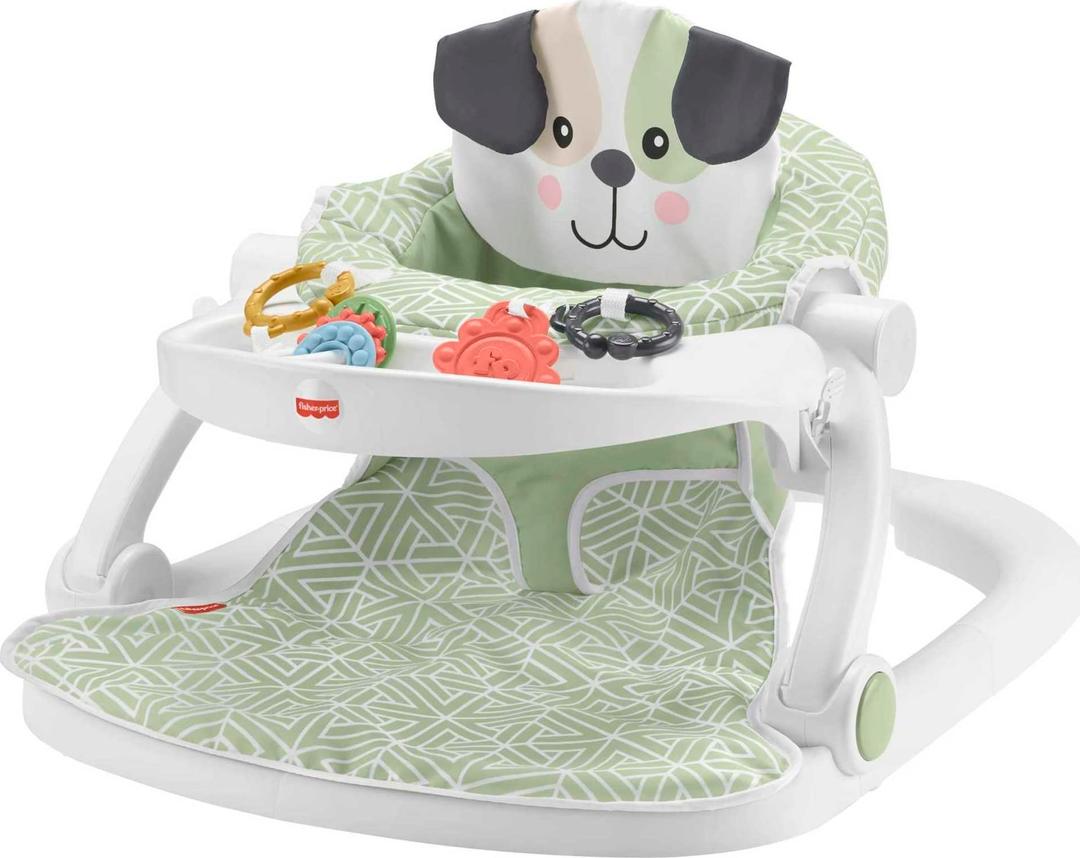 Fisher-Price Baby Portable Baby Chair Sit-Me-Up Floor Seat with Snack Tray and Developmental Toys, Puppy Perfection [Amazon Exclusive]