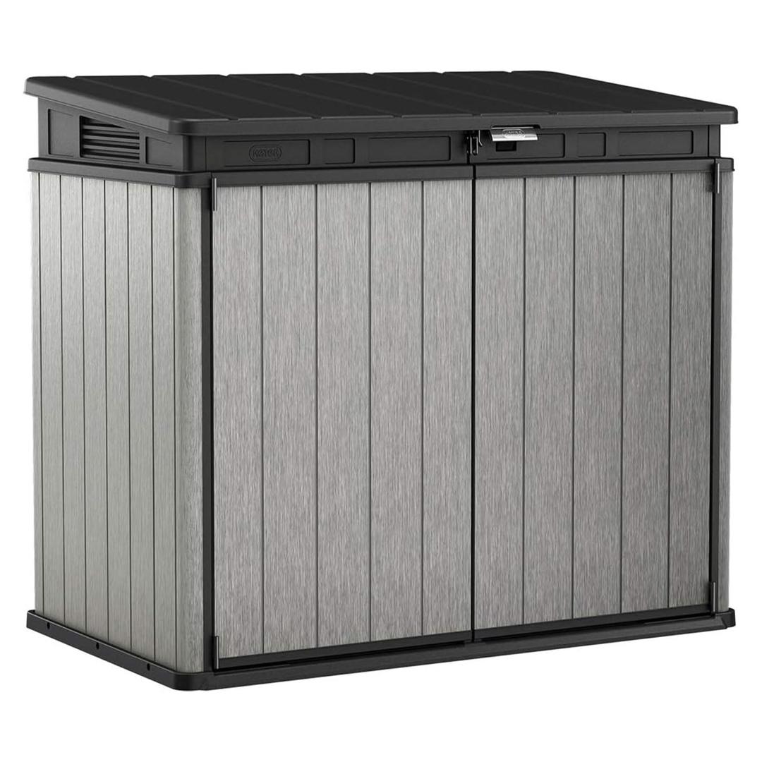 Keter Outdoor Storage Box & Patio Shed Enclosure, Outside Bin with Ventilation, Grey