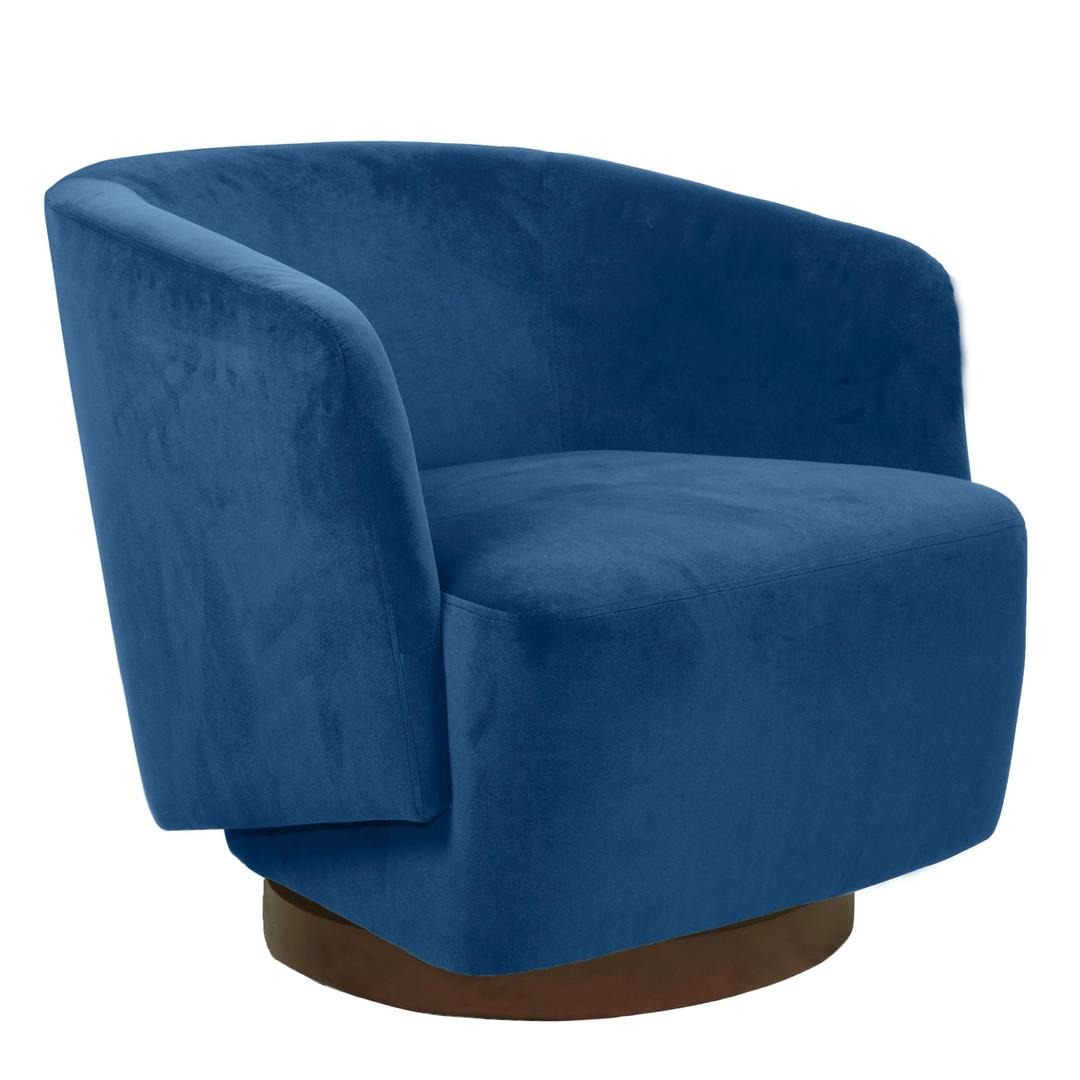 MINCETA Accent Chair,Modern Swivel Chairs for Living Room Reading and Bedroom with Wood Base,Velvet in Navy