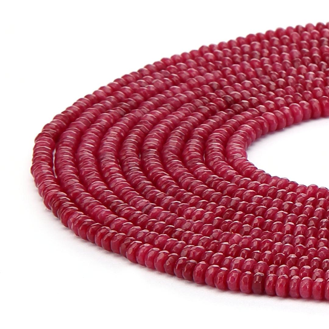 BRCbeadsRuby Color Jade Gemstone Faceted Rondelle Loose Beads 4x6mm Approxi 15.5 inch 95pcs 1 Strand per Bag for Jewelry Making