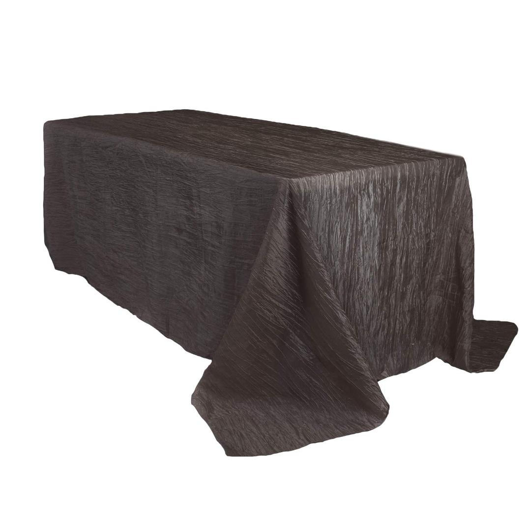 Your Chair Covers - 90 x 156 inch Rectangular Crinkle Taffeta Tablecloth - Black, Rectangle Table Linens for 8 ft Rectangular Tables, Wedding Crushed Table Cloth