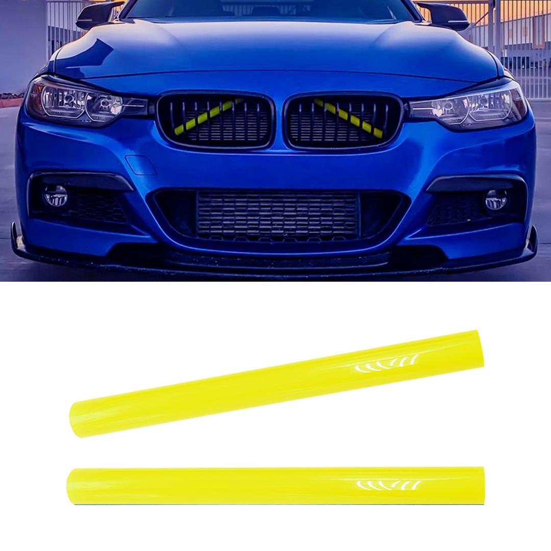 M-Sport V Brace Grille Inserts Stripes Trim,for BMW 3/4 Series F30 F32 320 328i 330 335 428 435 Front Grille Trim Stripes Cover(Yellow)