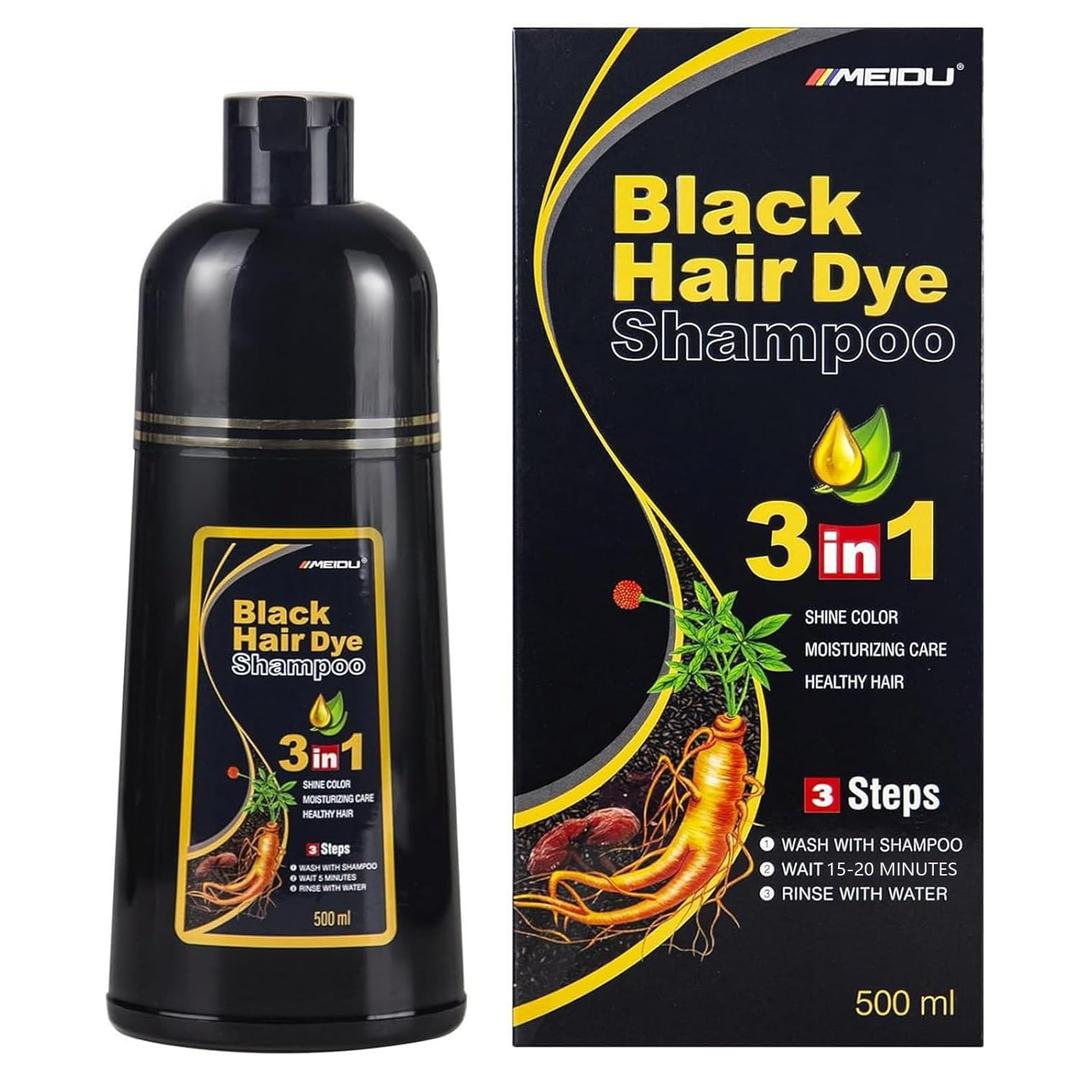 IvnilMeidu Black Hair Dye Shampoo 3 in 1 for Gray Coverage Hair Color Shampoo for Women & Men Instant Herbal Natural Plant Hair Dye Shampoo Champu Para Canas Mujer