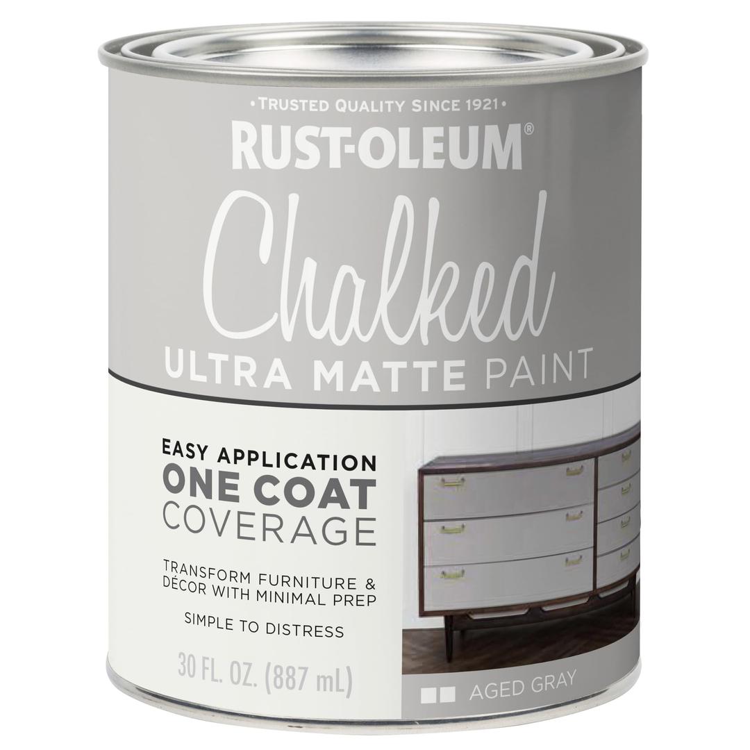 Rust-Oleum 1 qt Brands 285143 Aged Gray Chalked Ultra Matte Paint, 30 Fl Oz (Pack of 1)