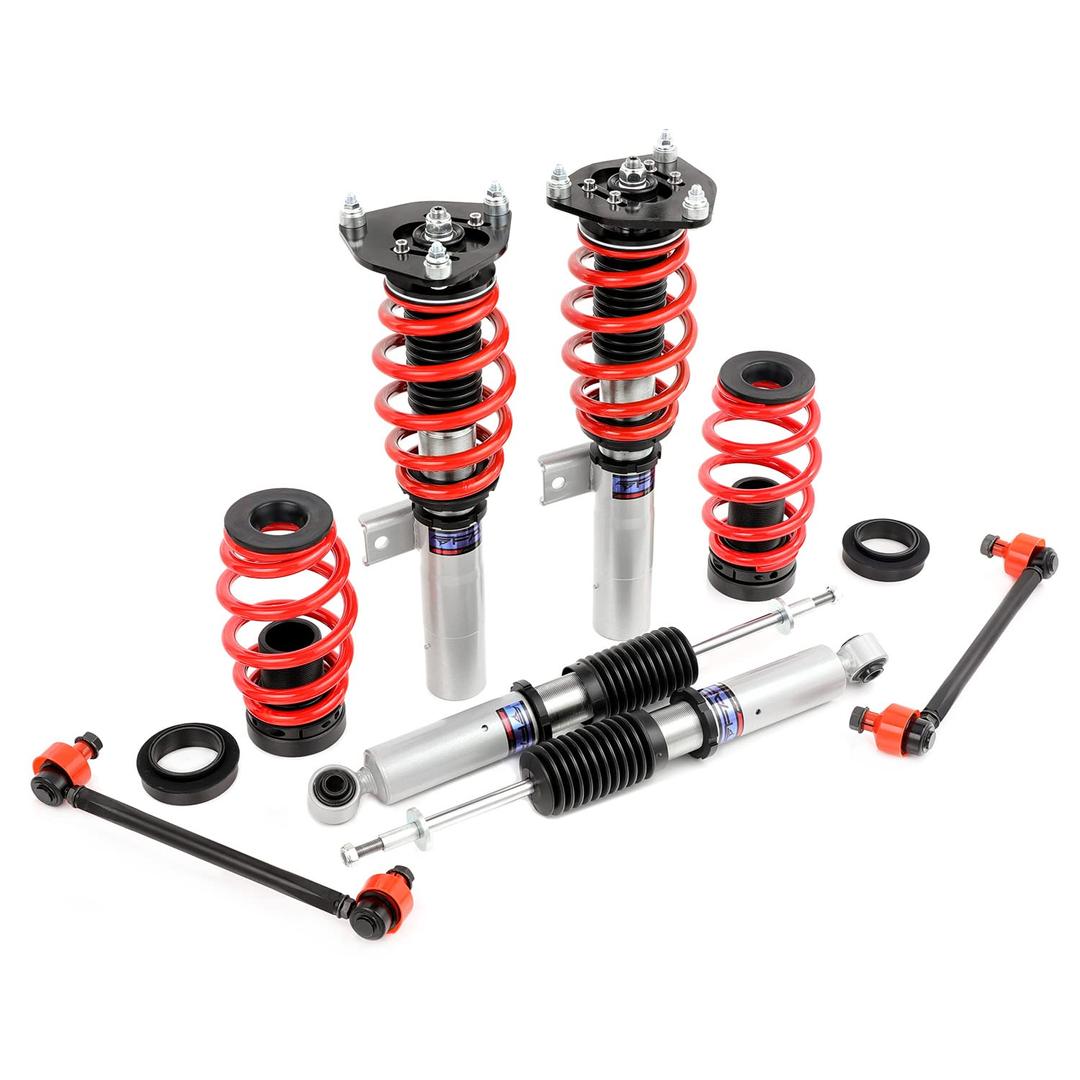 FAPO Adjustable Height Coilover Suspension Strut Lowering Kit, Mono-Tube Compatible with Volkswagen Jetta MK5 MK6 2005-2019 with Volkswagen Golf MK5 MK6 2003-2012 Shock