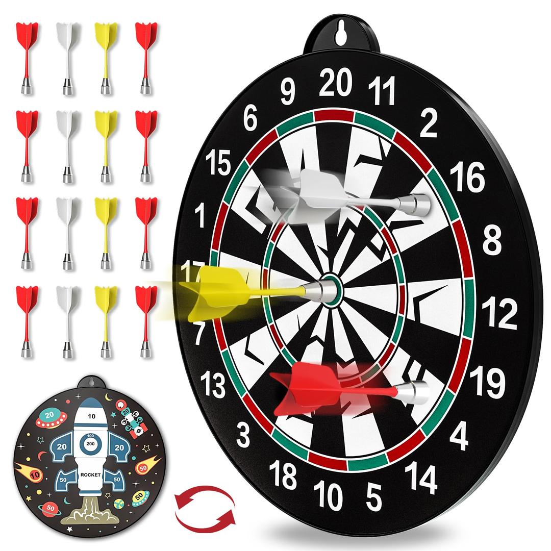 SNAEN Magnetic Dart Board - 16psc Darts - Indoor Outdoor Party Games Toys Gifts for 3 4 5 6 7 8 9 10 11 12 Year Old Boy Girl Kids