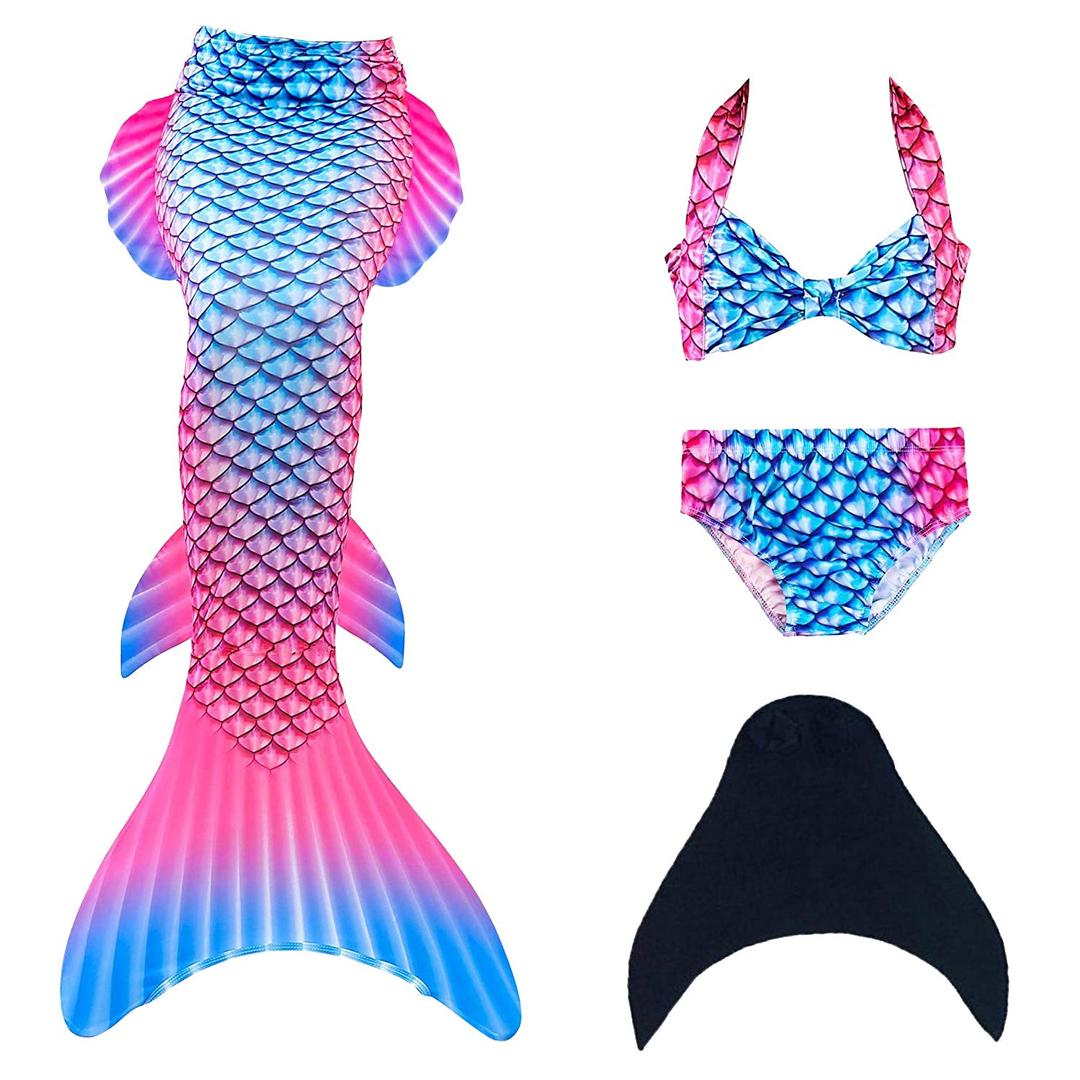 DQTOFIN Mermaid Tails for Swimming, Swimsuits for Girls, Swimmable Mermaid Tail with Monofin, Swimwear for Kids …