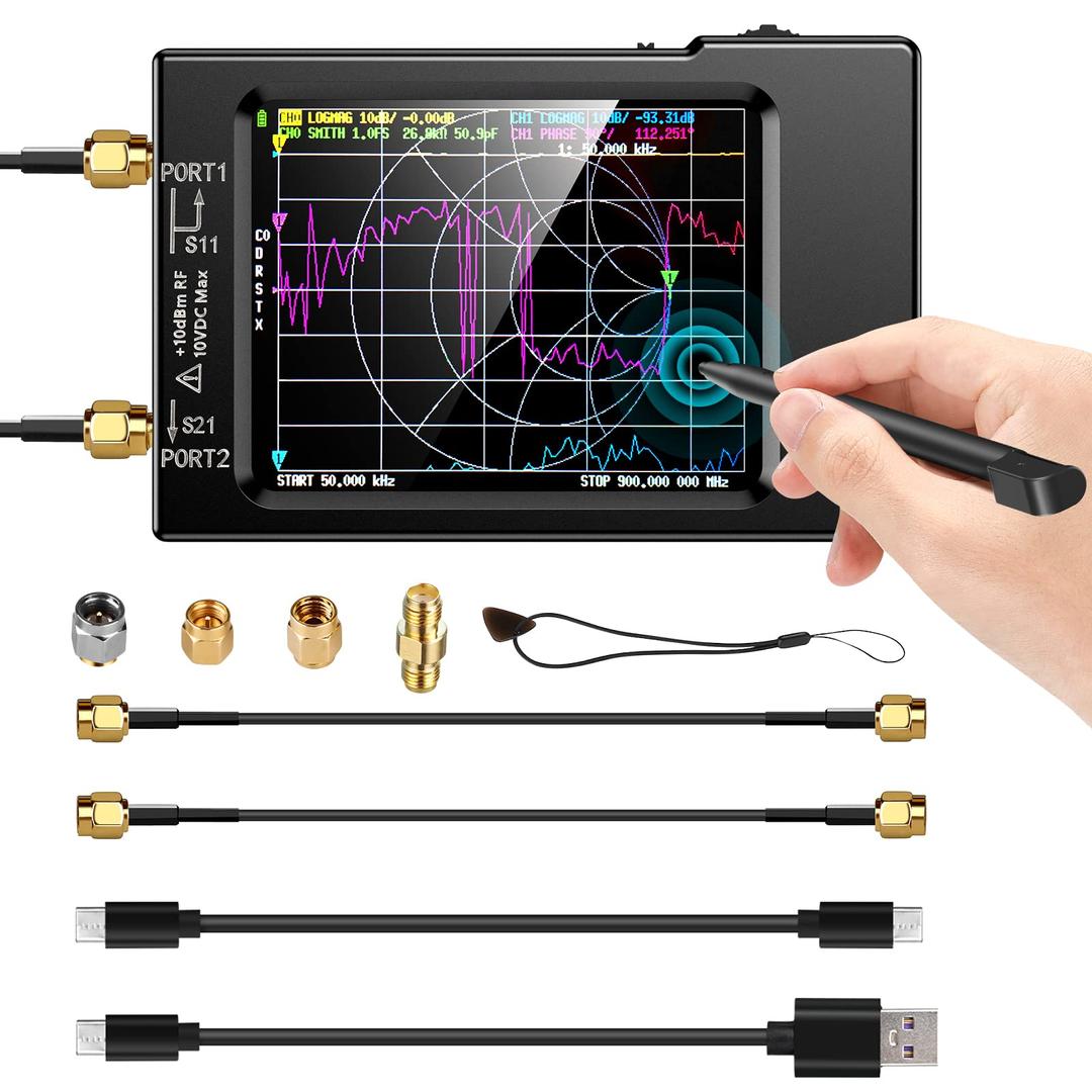 Elikliv NanoVNA-H Vector Network Analyzer, 10KHz -1.5GHz Latest HW Version 3.6 VNA Analyzer, HF VHF UHF Antenna Analyzer Measuring S Parameters, VSWR and Peak Analysis, Phase, Delay, Smith Chart