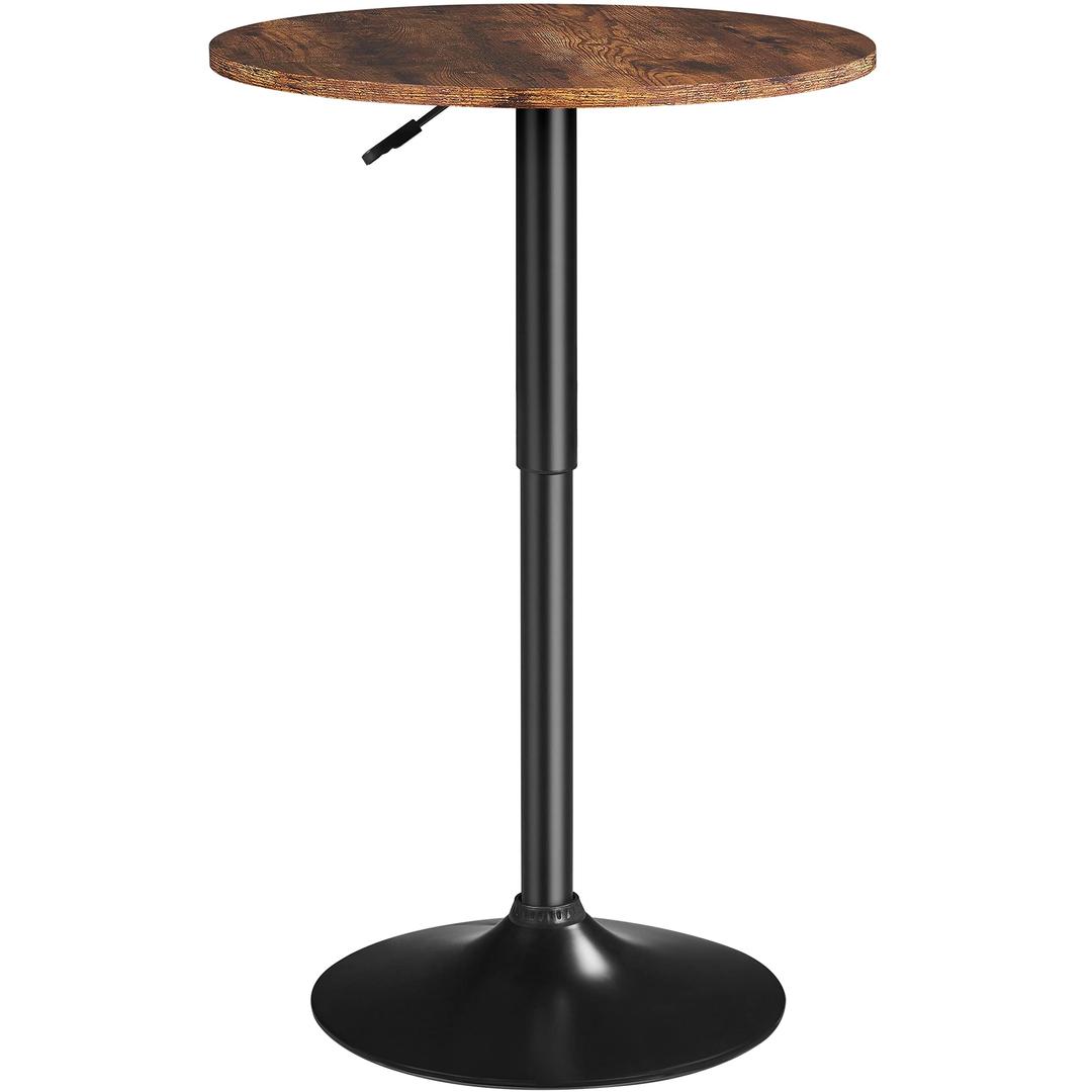 Yaheetech Round Pub Table Height Adjustable with 360 Swivel MDF Tabletop for Dining Bistro Cafe Home Bar, Rustic Brown