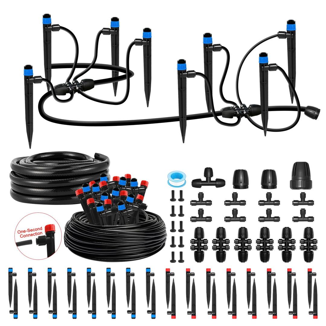 Drip Irrigation Kit for Garden, Quick-Connect Raised Bed Watering System 126FT, Plant Accessories, Drip Line Kit for Greenhouse, DIY Micro Sprinklers Set for Yard Outside,Sistema De Riego Por Goteo