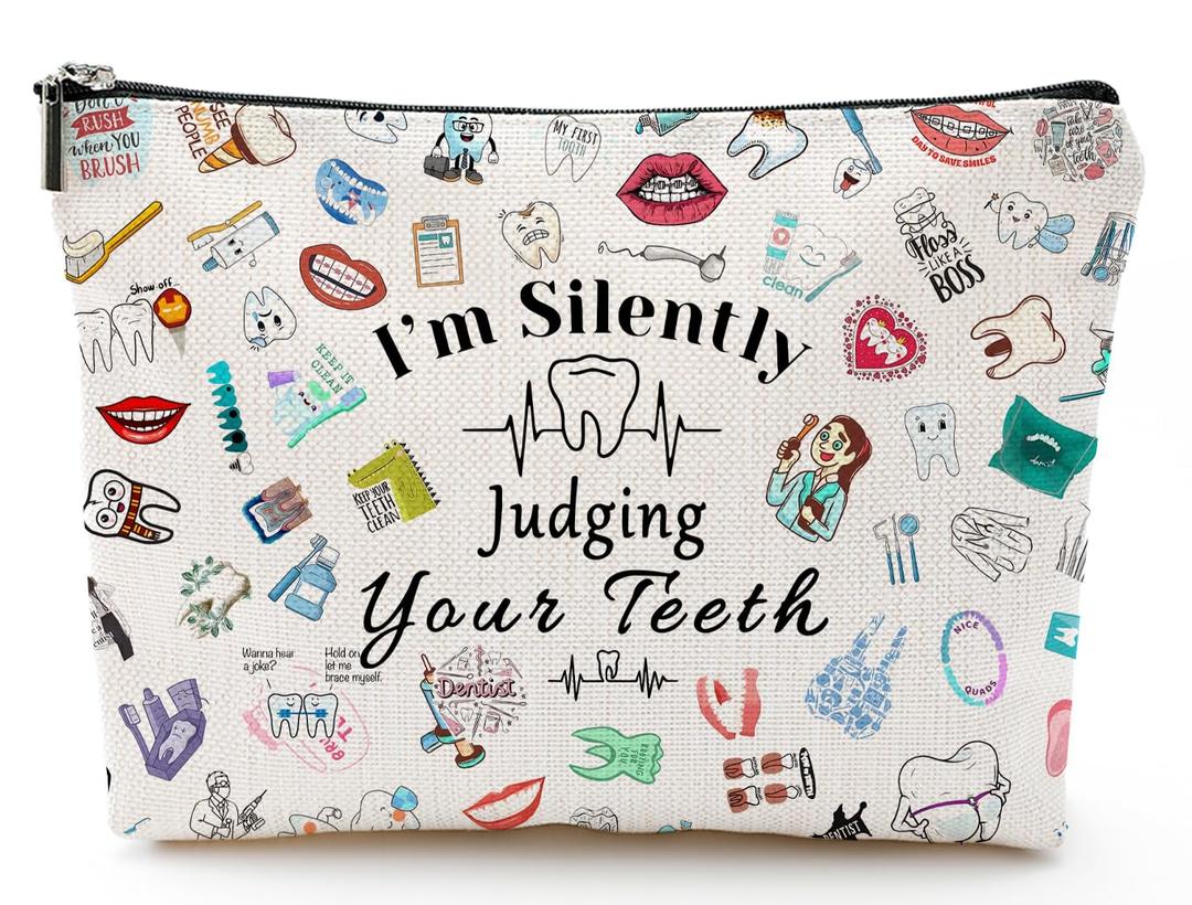 Dentist Gift Dental Gift for Women Makeup Bag Dental Assistant Gift Dental Hygienist Gift Cosmetic Bag Graduation Gift for Dentist Thank You Gift for Her Birthday Retirement Gift