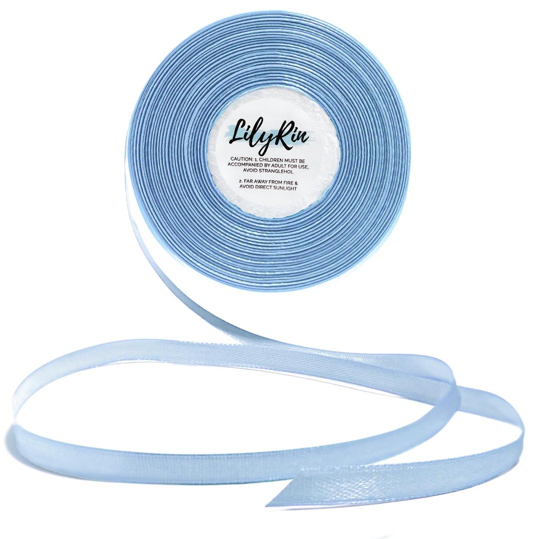 Light Blue Ribbon 1/4 Inches 36 Yards Satin Roll Perfect for Art, Wedding, Wreath, Baby Shower, Packing Birthday, DIY Hair Accessories Scrapbooking Wrapping Christmas Other Projects Sky Color