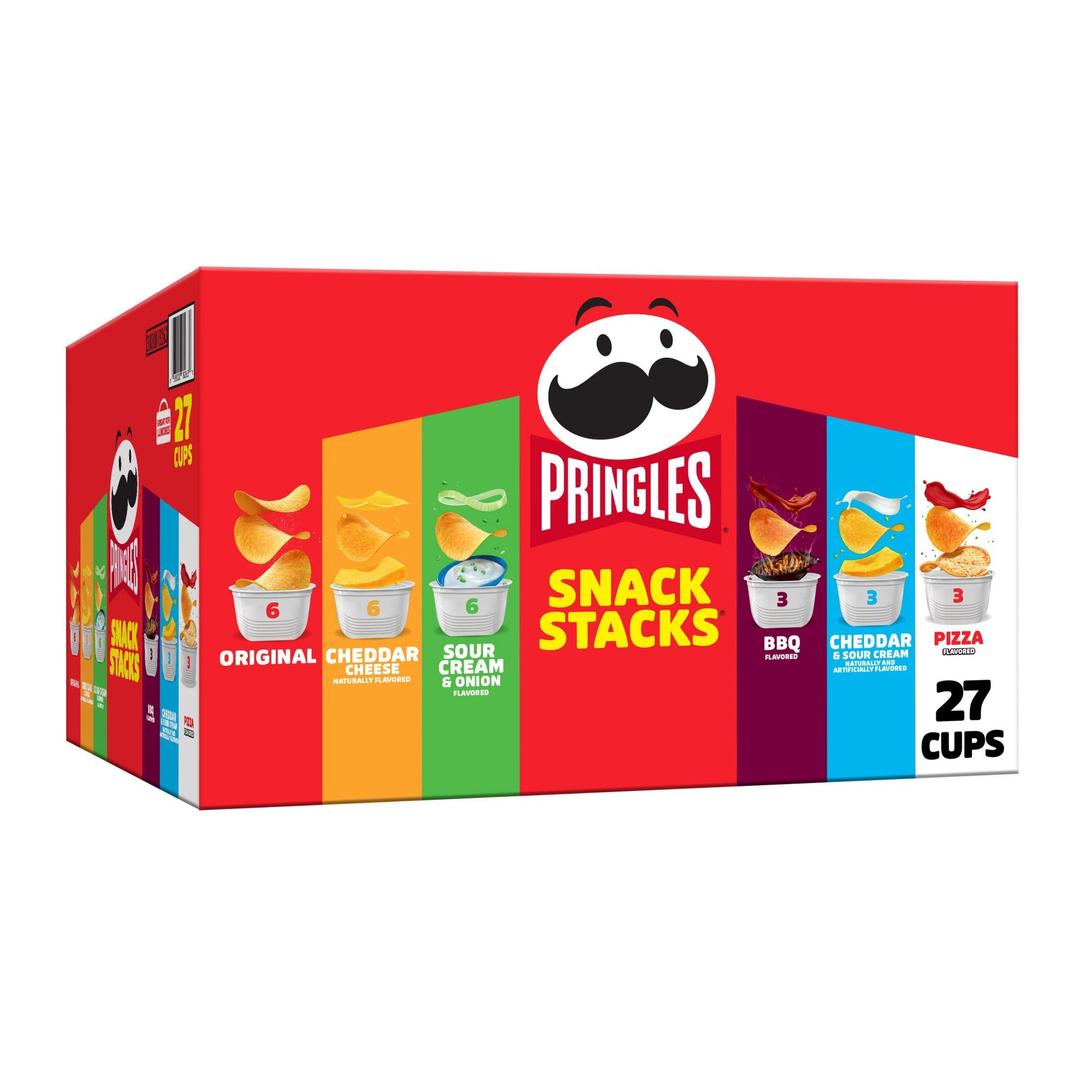 PringlesPotato Crisps Chips, Snack Stacks, Lunch Snacks, Office and Kids Snacks, Variety Pack (27 Cups)