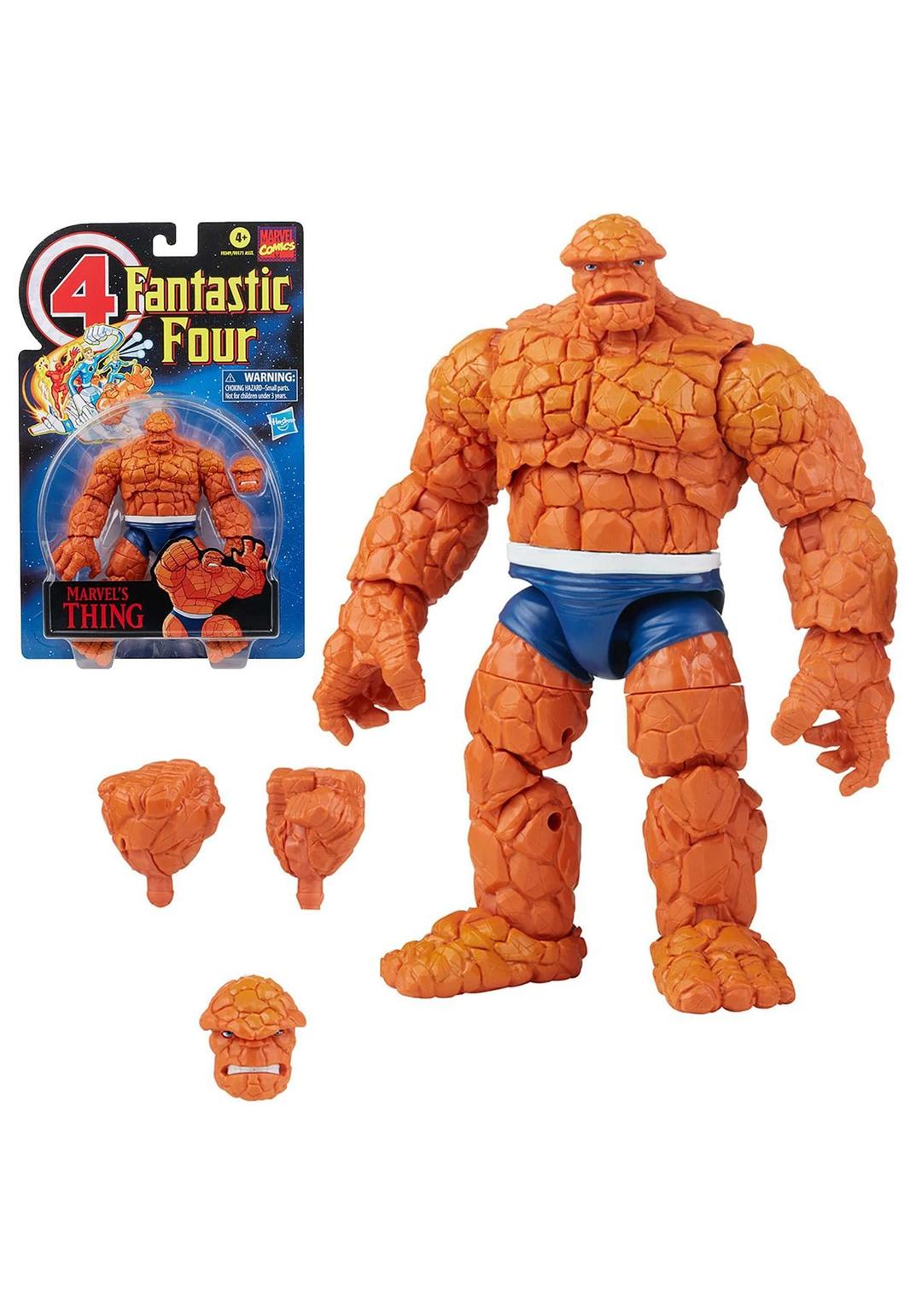 Marvel Hasbro Legends Series Retro Fantastic Four Thing 6-inch Action Figure Toy, Includes 3 Accessory