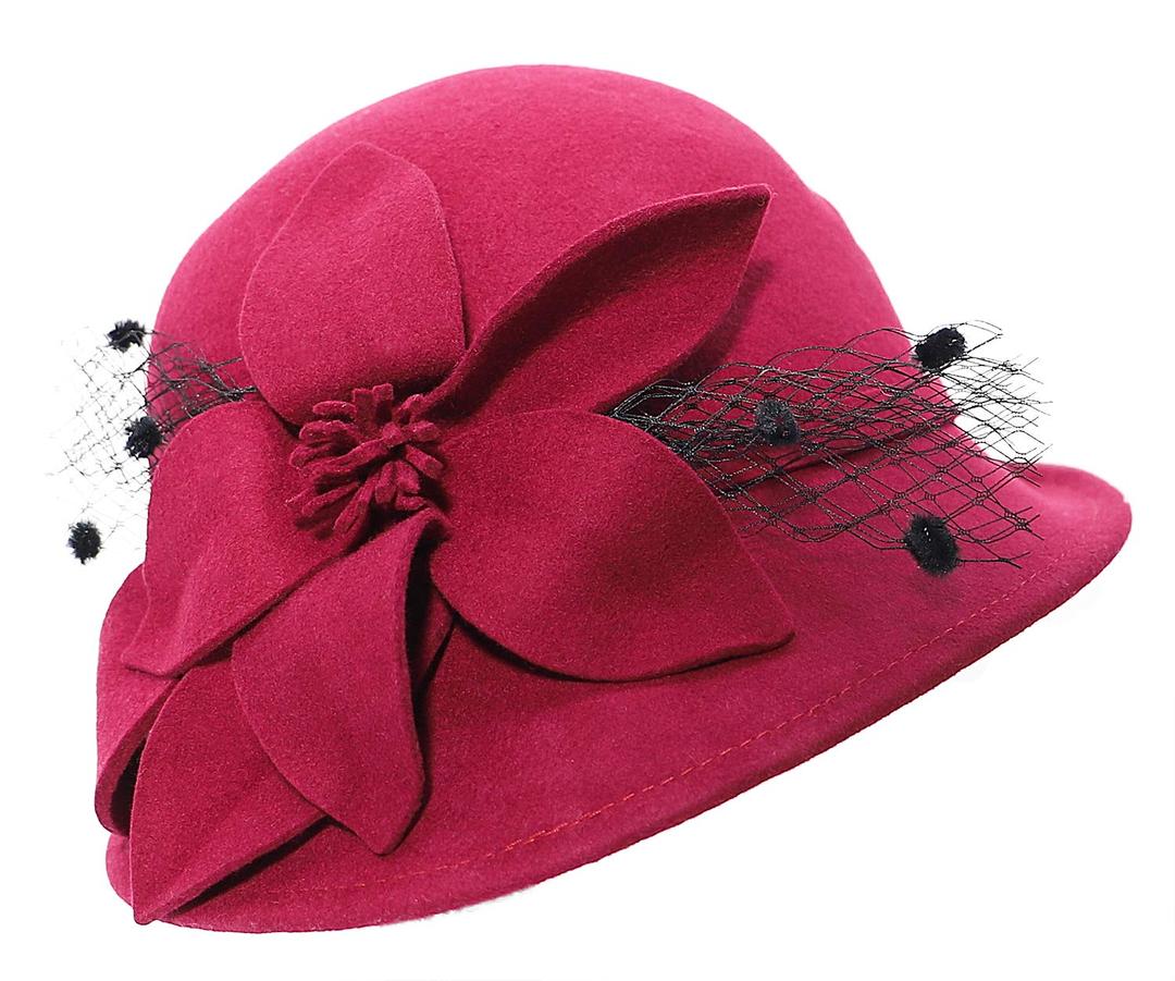 Bienvenu Womens 1920s Vintage Wool Felt Cloche Bucket Bowler Hat Party Fashion Winter