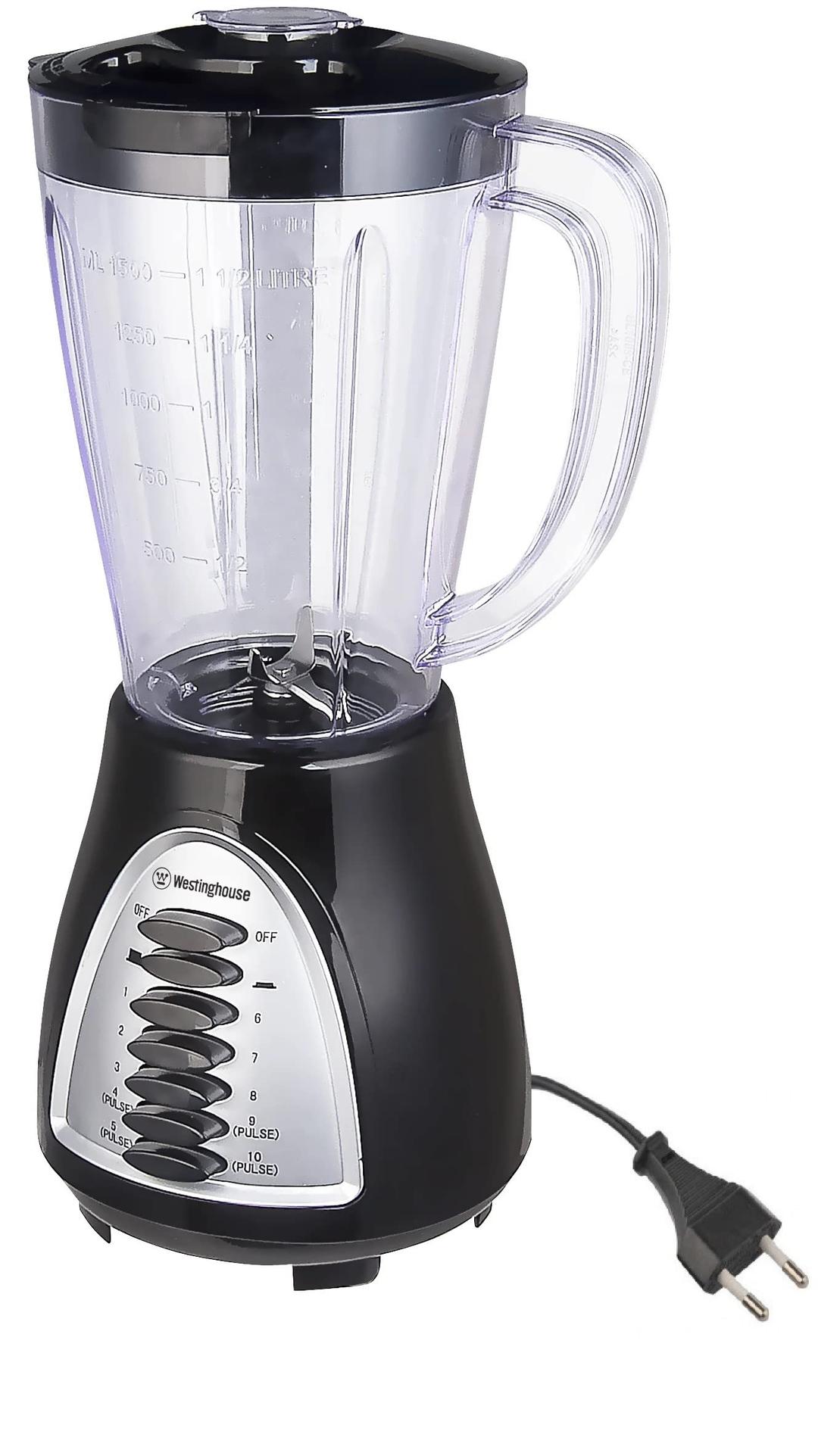 Westinghouse220 Volts Blender WKBE1008BA -1.5L -10 Speed - Pulse Rotation - Stainless Steel Blade With Glass Jar 220-240 Volts (Not For USE IN USA)