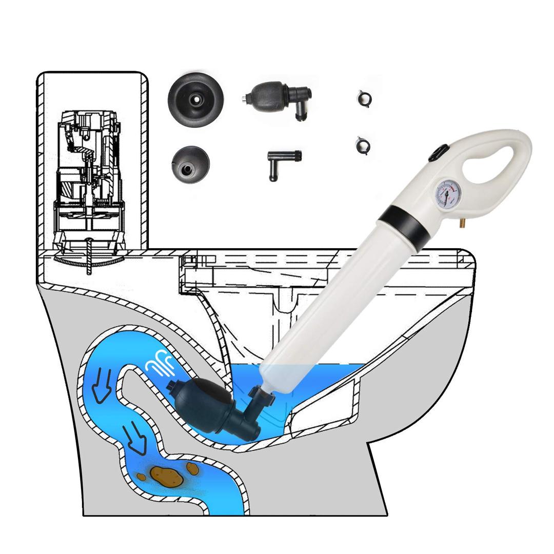 Air Pressure Drain Unblocker, Toilet Plunger, Powerful Manual Pneumatic Dredge Equipment, One Touch Toilet and Drain Unblocker, for Toilet, Bathroom Drain, Kitchen Sink (White)