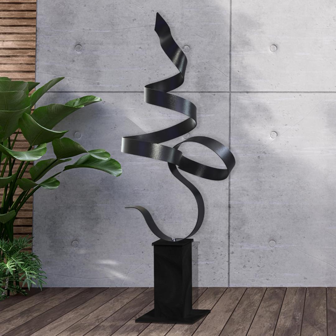 Statements2000Metal Art Sculpture Stunning Indoor & Outdoor Garden Decorative Lawn Home Decor Elegant & Aesthetic Patio Statue Outside Steel by Jon Allen -Black 48inch w/Black Base