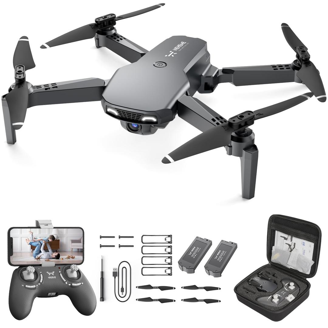 NEHEME NH525 Plus Foldable Drones with 1080P HD Camera for Adults, RC Quadcopter WiFi FPV Live Video, Altitude Hold, Headless Mode, One Key Take Off for Kids Beginners with 2 Batteries and Carry Case