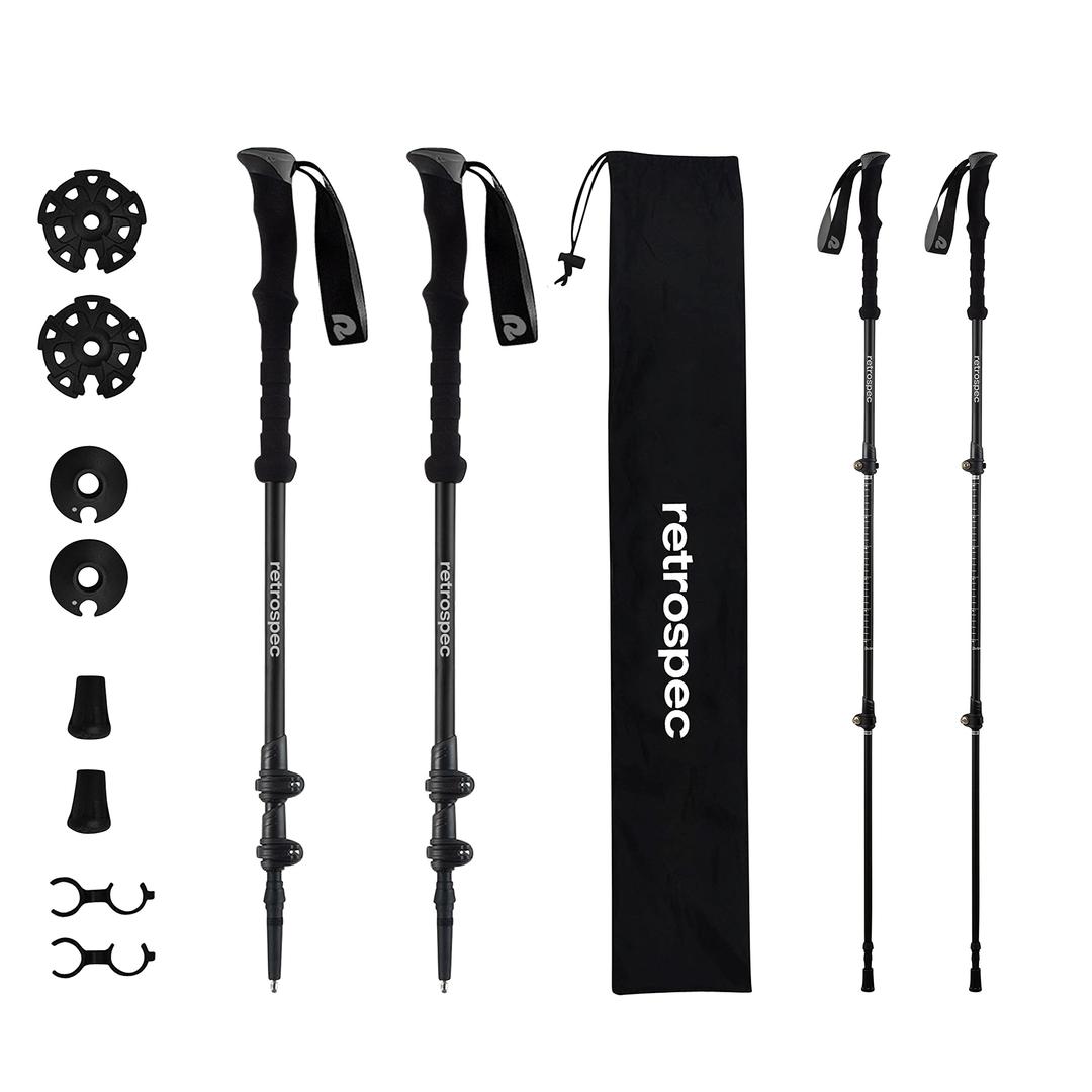 Retrospec Solstice Trekking and Ski Poles for Men and Women - Aluminum w/ Cork Grip - Adjustable & Collapsible Lightweight Hiking, Walking and Skiing Sticks