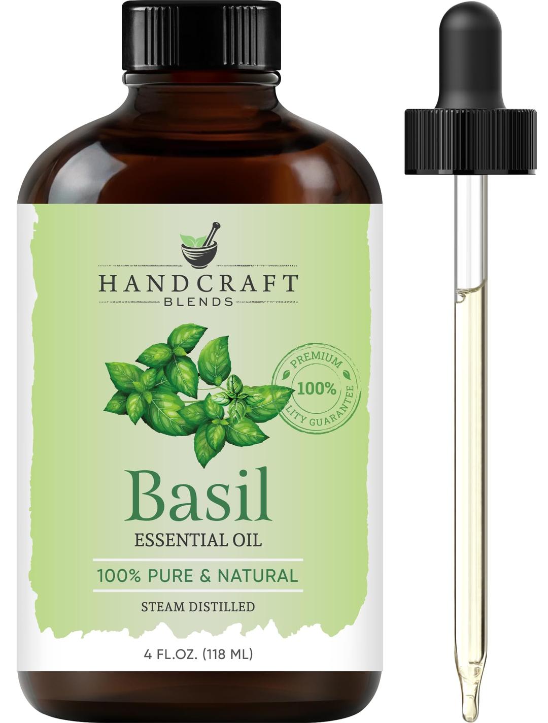 Basil Essential Oil - Huge 4 Fl Oz - 100% Pure and Natural - Premium Grade Essential Oil for Diffuser and Aromatherapy