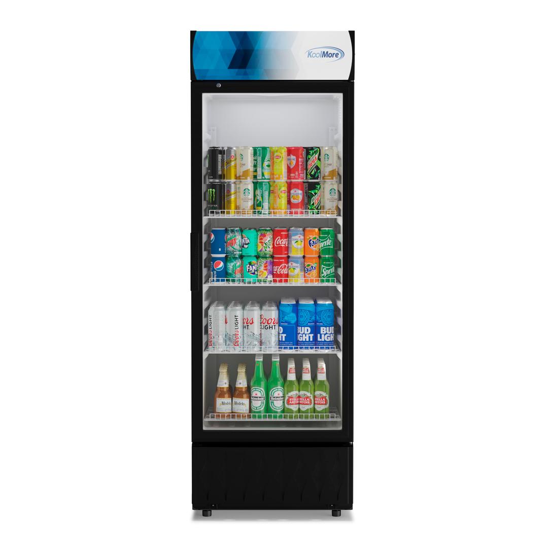 KoolMore Commercial One Glass Door Display Upright Beverage Refrigerator Cooler Merchandiser - 12 Cu. Ft [Black] (MDR-1GD-12C)