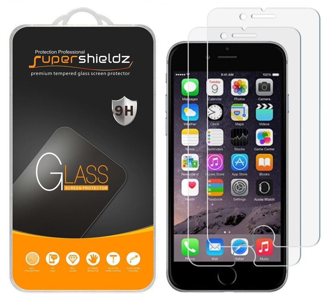 Supershieldz(2 Pack) Designed for iPhone 6s and iPhone 6 Tempered Glass Screen Protector, Anti Scratch, Bubble Free