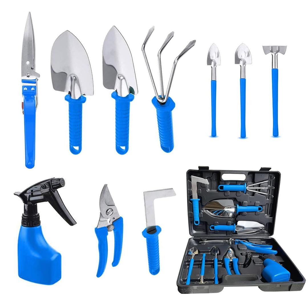 Garden Tools Set, 10 Pieces Stainless Steel,Gardening Tools kit with Handbag, Garden Hand Tools for Digging Planting Pruning, Garden Gifts for Women,Men