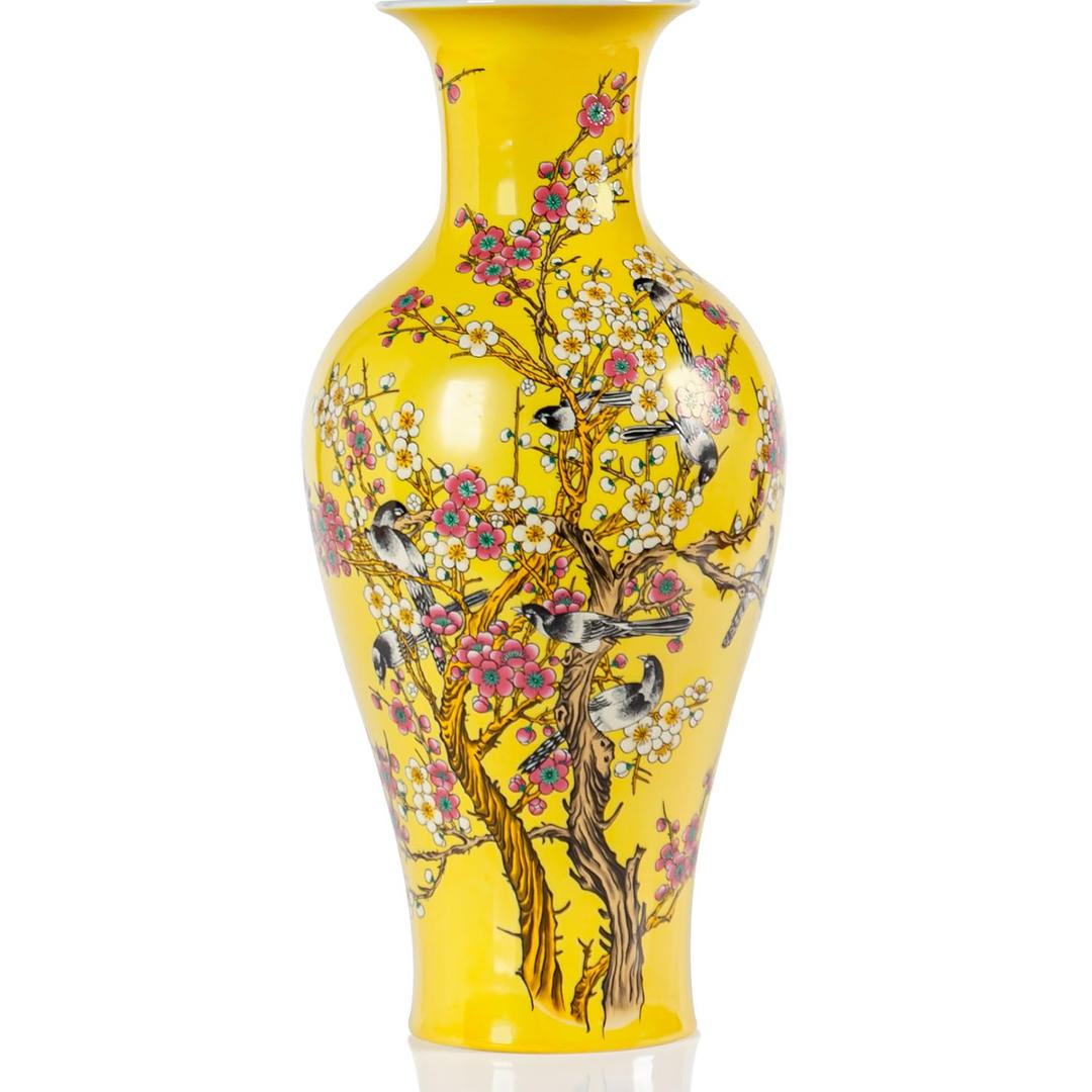 Qinlang 14 in Ceramic Vases for Flowers, Yellow Flower Vase for Centerpieces