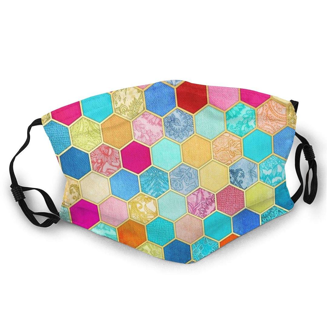 NA Andrews-LP Comfortable Face Mask Patterned Honeycomb Patchwork In Jewel ColorsUmbrella Sports Windproof Ski Mask Shield Scarf Men Women