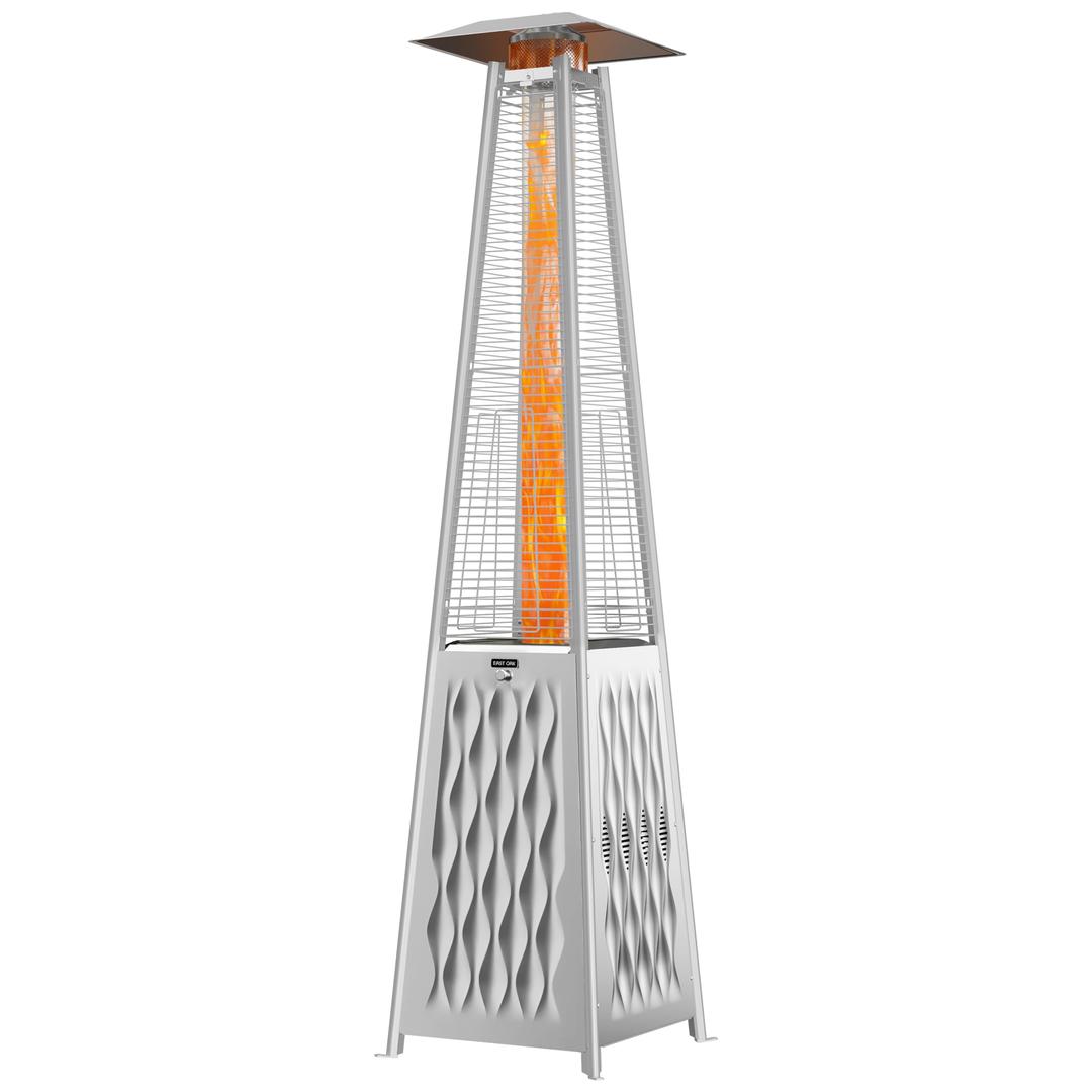 EAST OAK Pyramid Patio Heater, 48,000 BTU Outdoor Patio Heater All Stainless Steel, Quartz Glass Tube Propane Heater, Triple Protection System, With Wheels, Outdoor Heater for Commercial & Residential