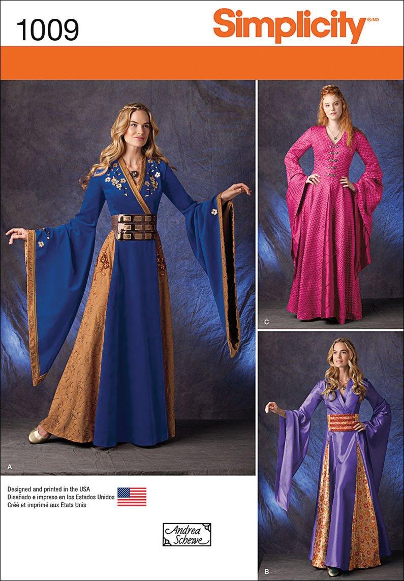 Simplicity Women's Renaissance Faire and Cosplay Costume Dress Gown Sewing Pattern, Sizes 14-22