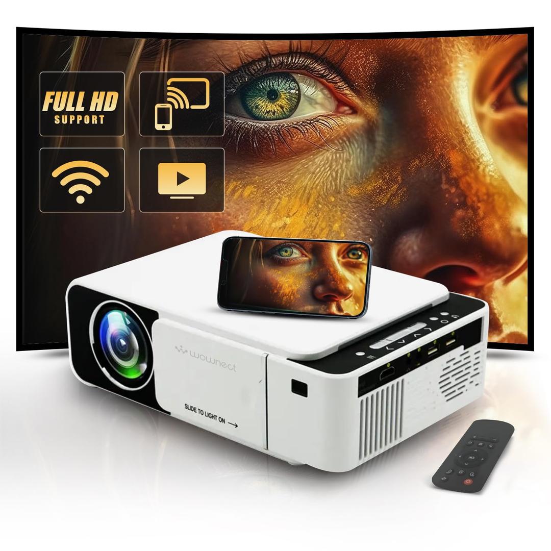 WownectT5 Mini Projector 100 ANSI Lumens with 170" Screen Supported | Airplay/Miracast Wireless Mobile Mirroring WiFi YouTube Home Theater Video Projector (Without Screen)