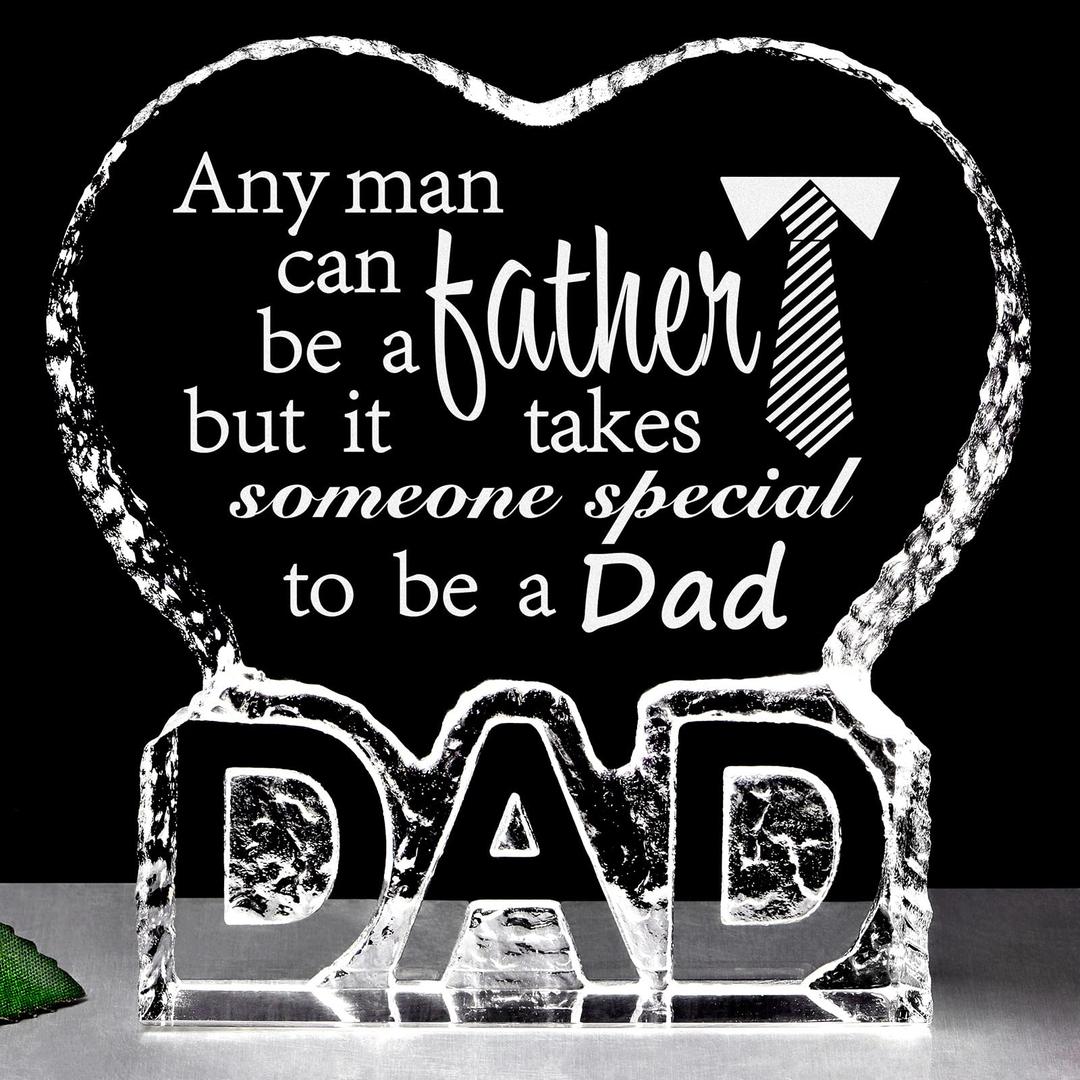 Gifts for Dad, Dad/Papa/Daddy Gifts from Daughter/Son/Kids - DAD Shape Crystal Decor for Birthday Fathers Day