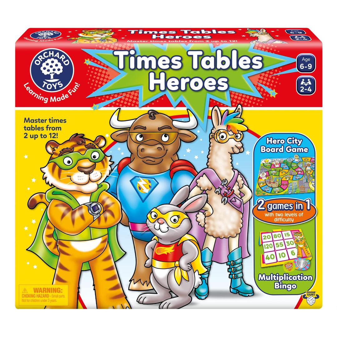 Orchard Toys Moose Games Times Tables Heroes. an exciting Multiplication Game, Superhero Play. for Ages 6-9 and for 2-4 Players