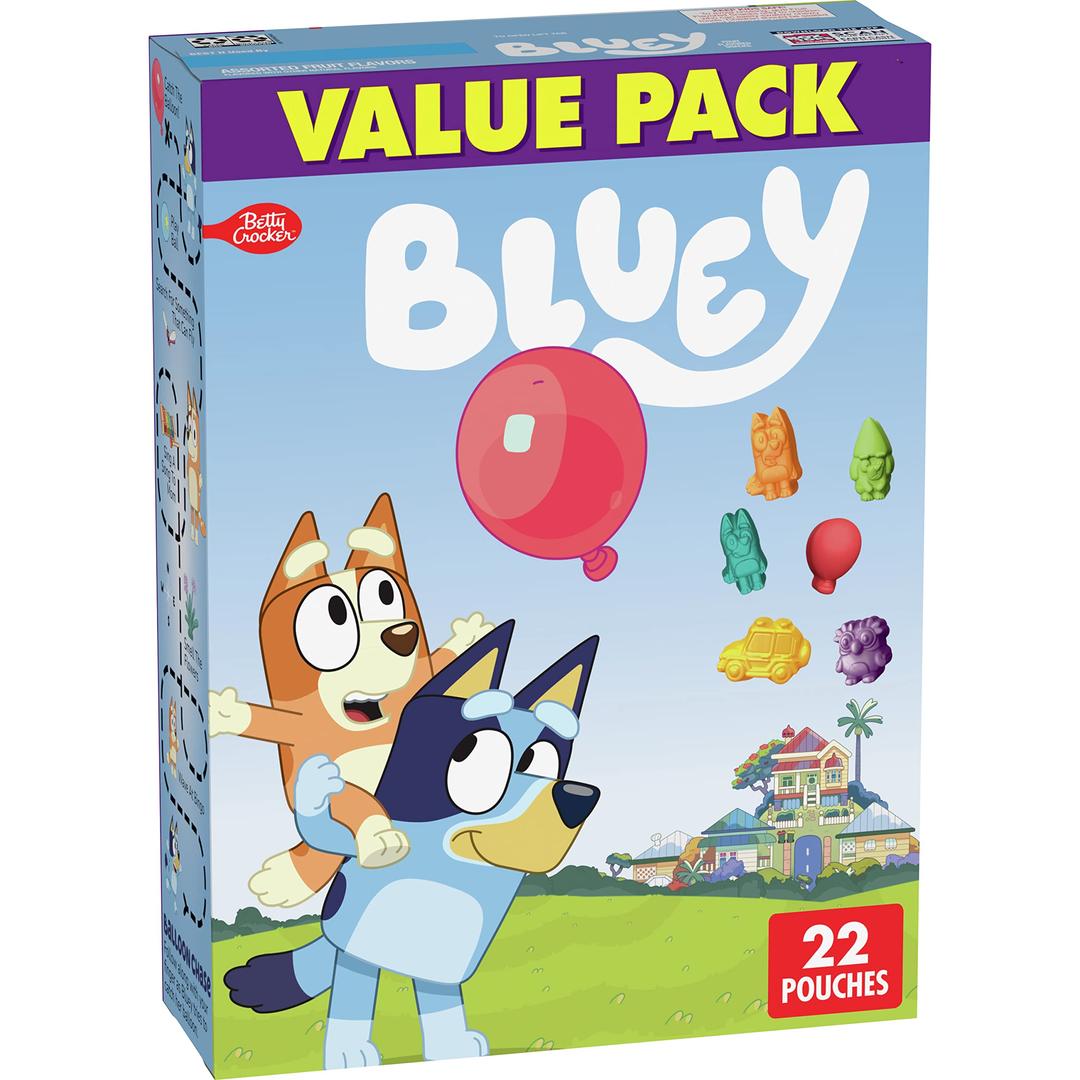 Bluey Fruit Flavored Snacks, Treat Pouches, Gluten Free Snack, Value Pack, Stocking Stuffer, 22 Ct, 17.6 oz