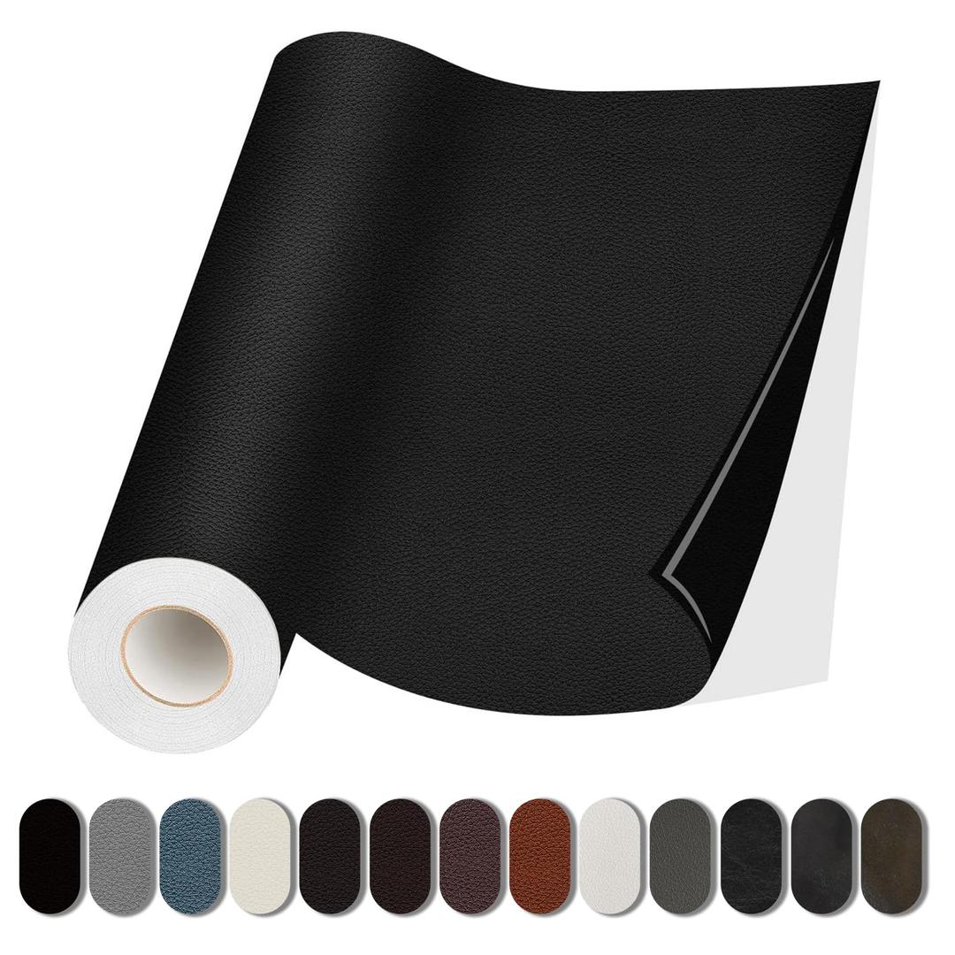 Leather Repair Patch, 17X79 inch Self Adhesive Leather Repair, Large Leather Repair Tape for Couches, Furniture, Car Seats, Cabinets, Wall, Handbags （Black, 17X79 inch）