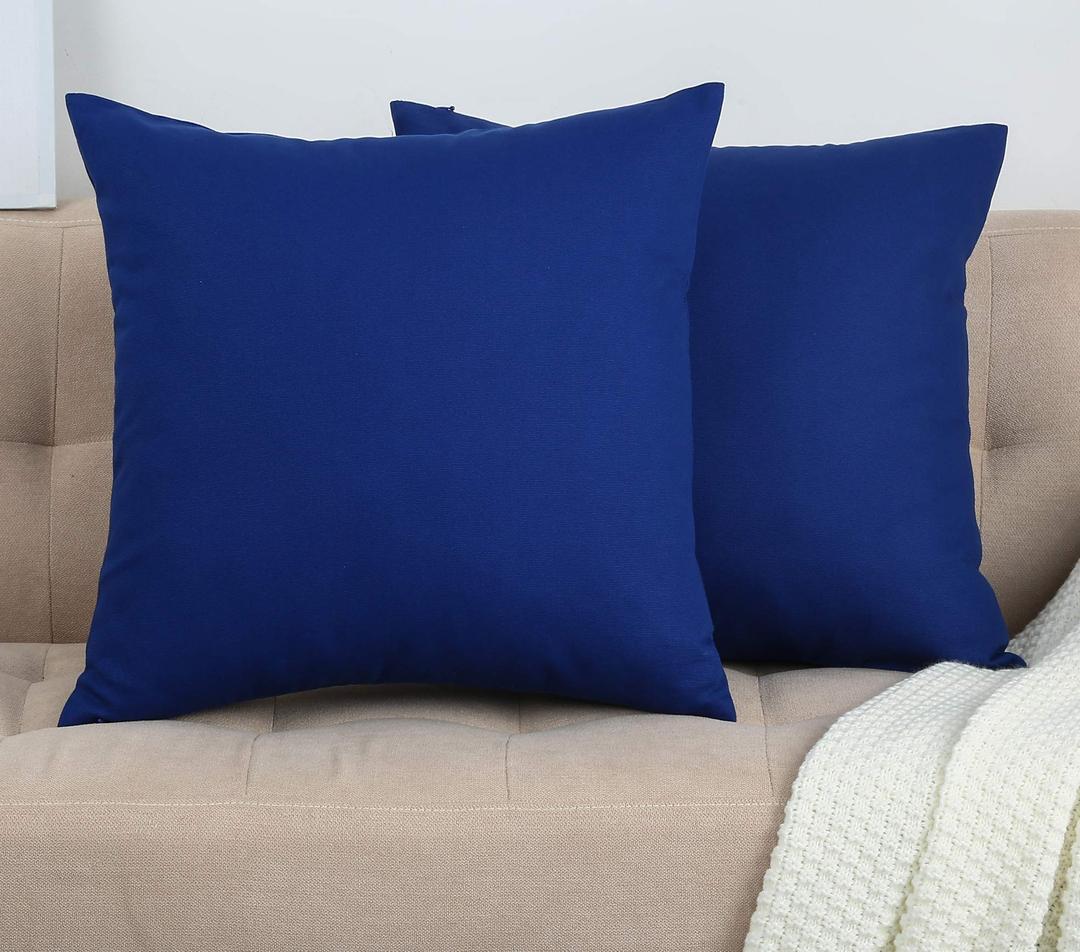 TangDepot Cotton Solid Throw Pillow Covers, 18" x 18" , Royal Blue