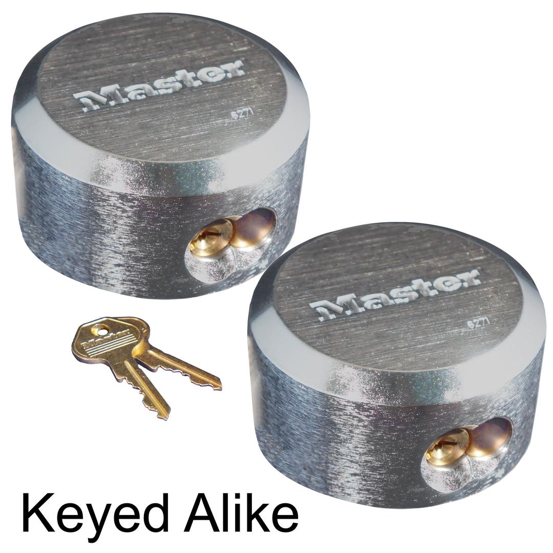 Master Lock 6271KA 2 Pack - 2-7/8in. ProSeries Reinforced Hidden Shackle Rekeyable Pin Tumbler Keyed Alike Padlock, Chrome