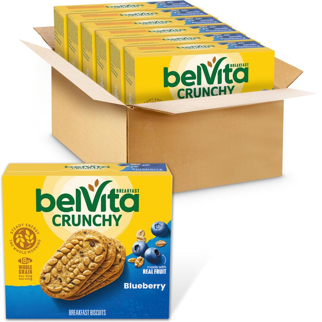 BelvitaBlueberry Breakfast Biscuits, 30 Total Packs, 6 Boxes (4 Biscuits Per Pack)