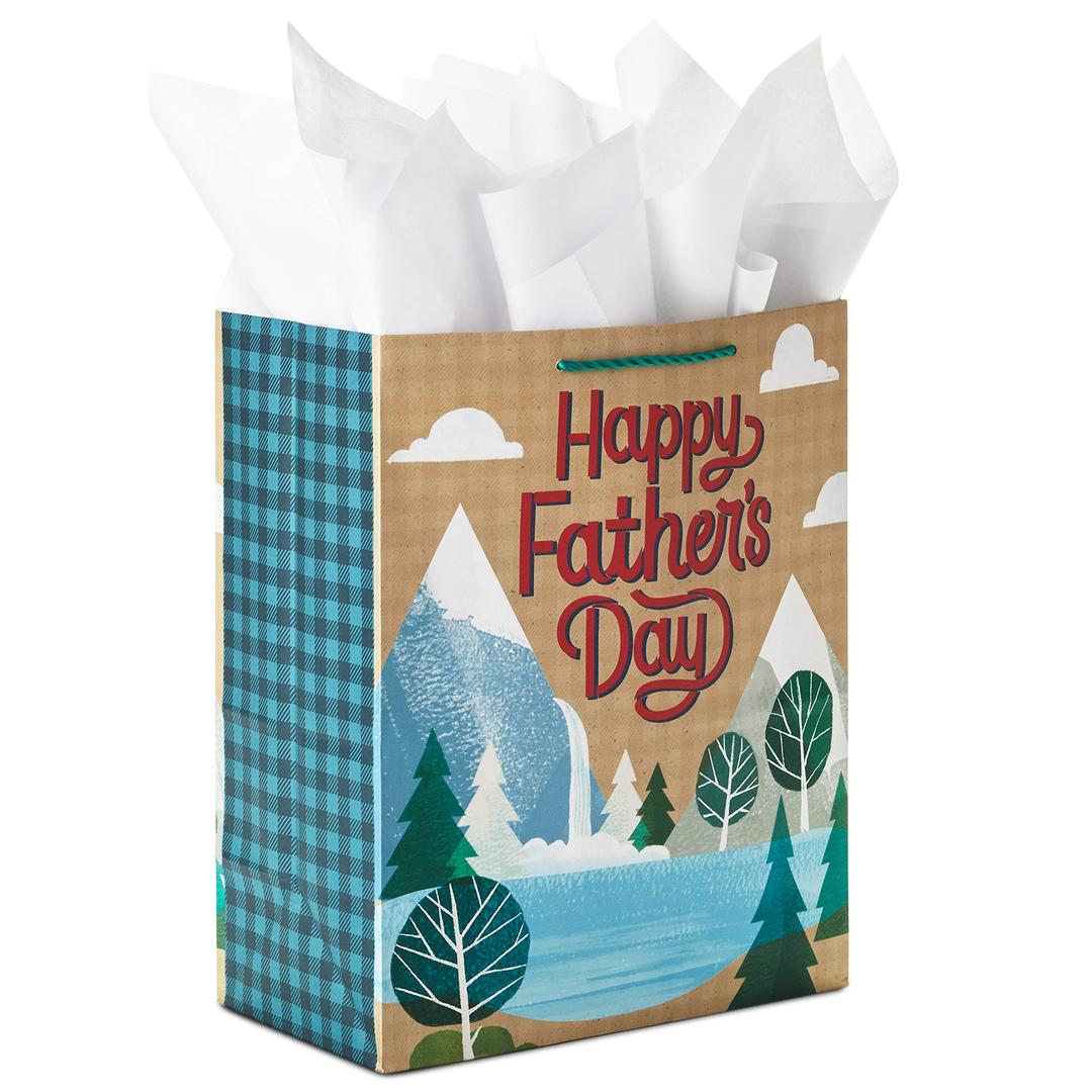 Hallmark 13" Large Father's Day Gift Bag (Woodsy Outdoors, Happy Father's Day) for Dads, Grandpas, Uncles, Brothers