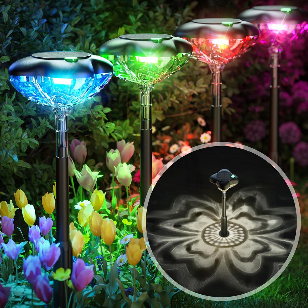 Solar Pathway Lights Outdoor, 6Pack Solar Lights for Outside Garden, 3 Mode Clover Solar Yard Lights Bring Luck, Solar Powered Path Lights Maintain 14h for Landscape Lighting Lawn Walkway Decorative