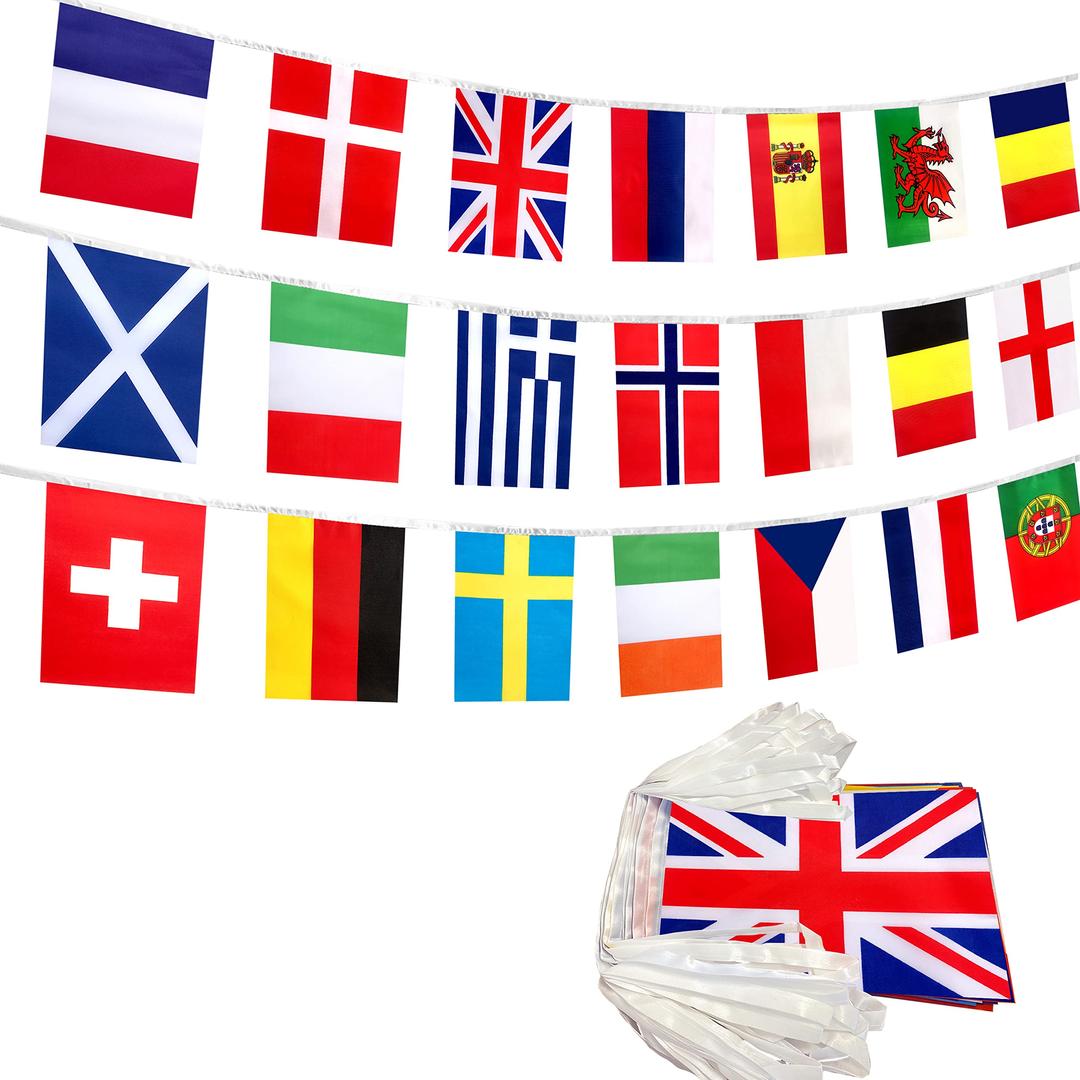 LoveVC Europe European 44 Countries String Flags Banner Set,54 Feet 44 Flags