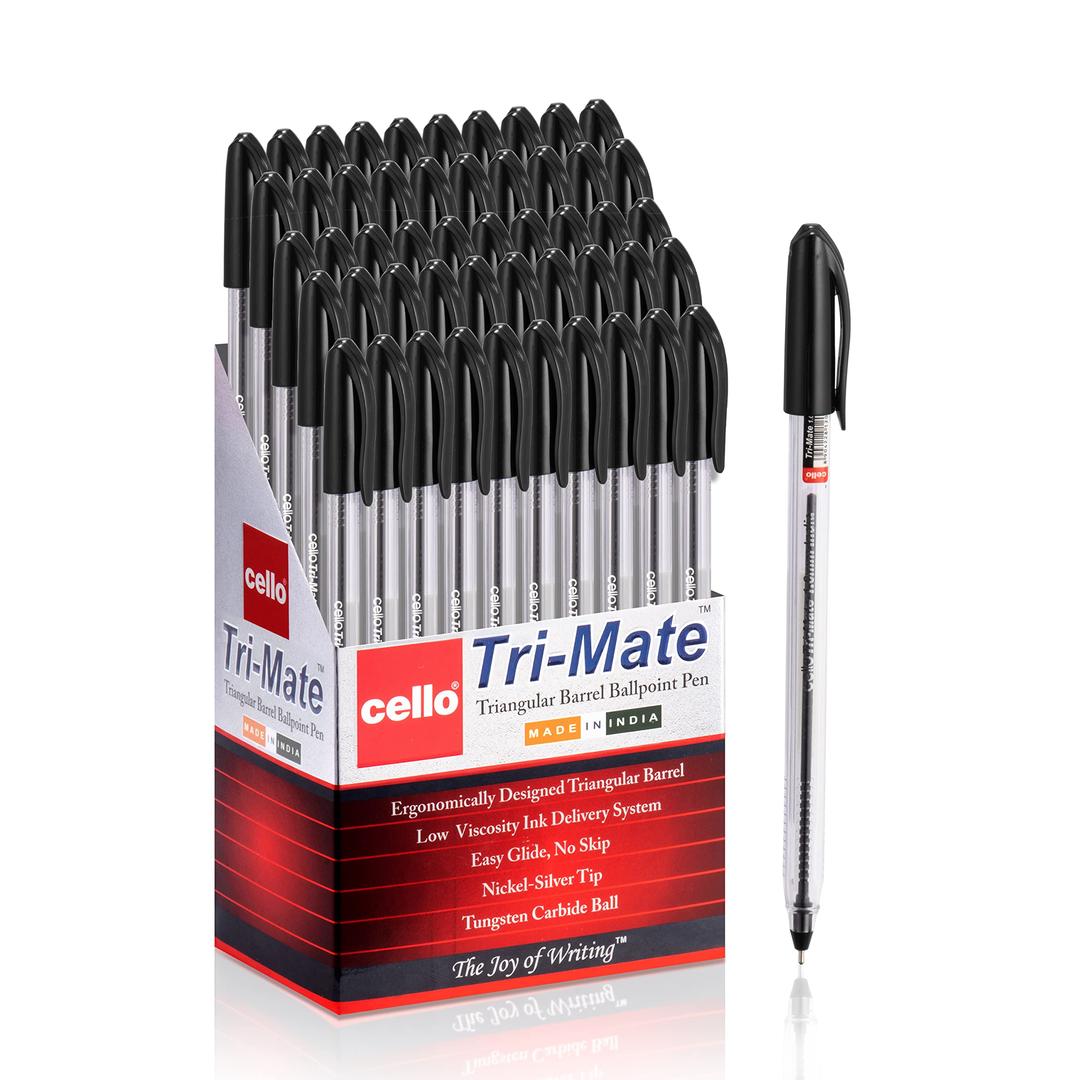 CELLO TRIMATE BALL PEN 0.7MM BOX OF 50PC BLACK