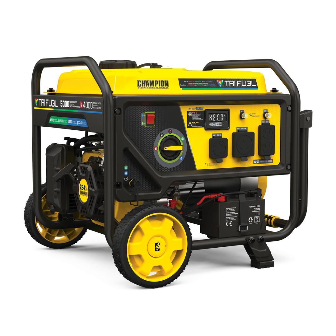 Champion Power Equipment 5000-Watt Electric Start Tri Fuel RV Ready Portable Generator with CO Shield